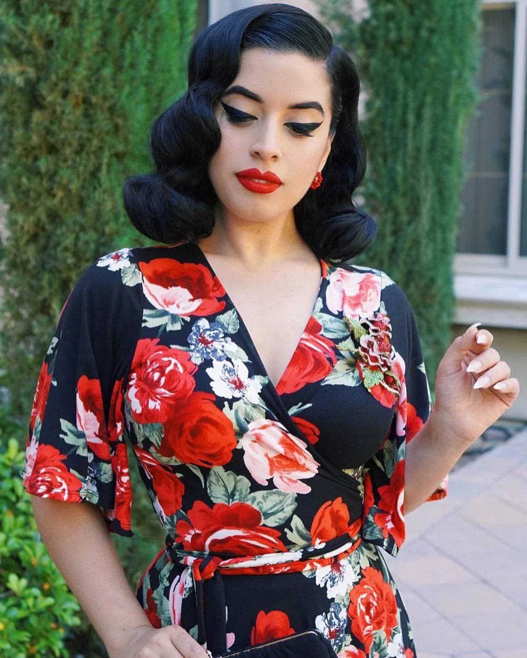 Aurora Wrap Dress in Rose Bouquet Print - Image 3