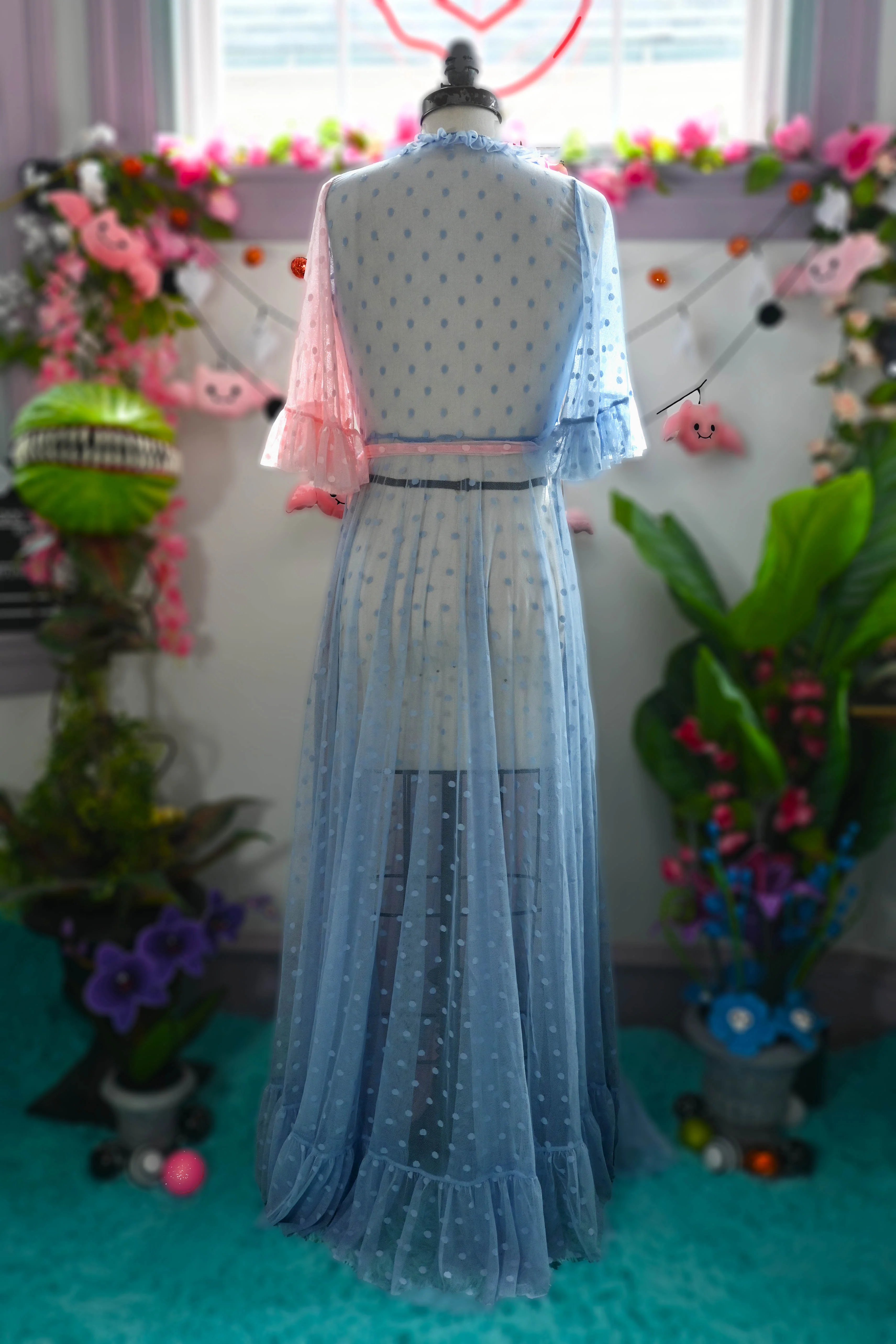 Briar Rose Colorblocked Polka Dot Mesh Dressing Gown - Image 3