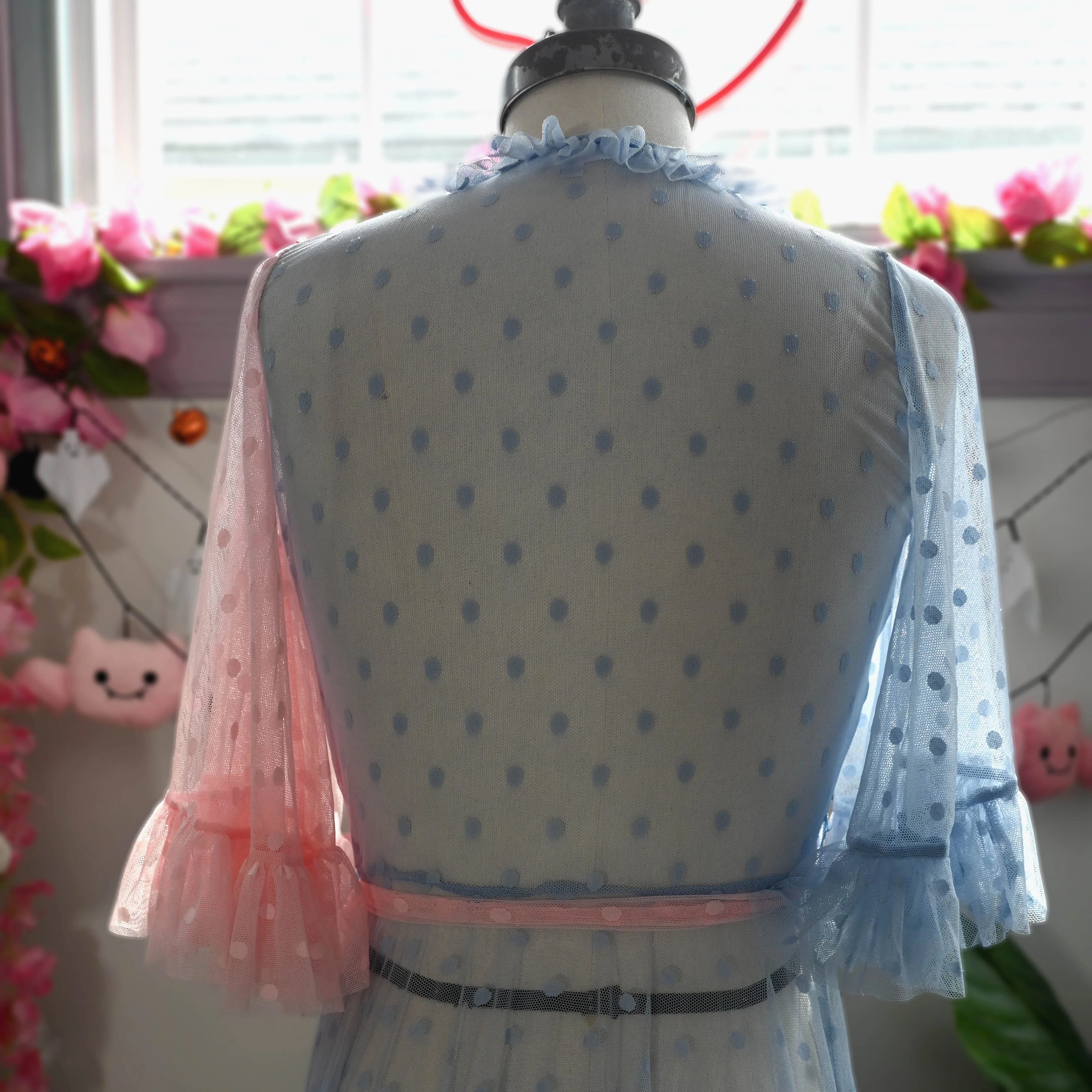 Briar Rose Colorblocked Polka Dot Mesh Dressing Gown - Image 4