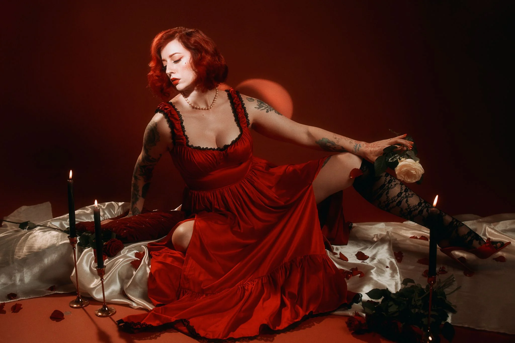 Cosette Maxi Dress in Crimson Red - Image 2