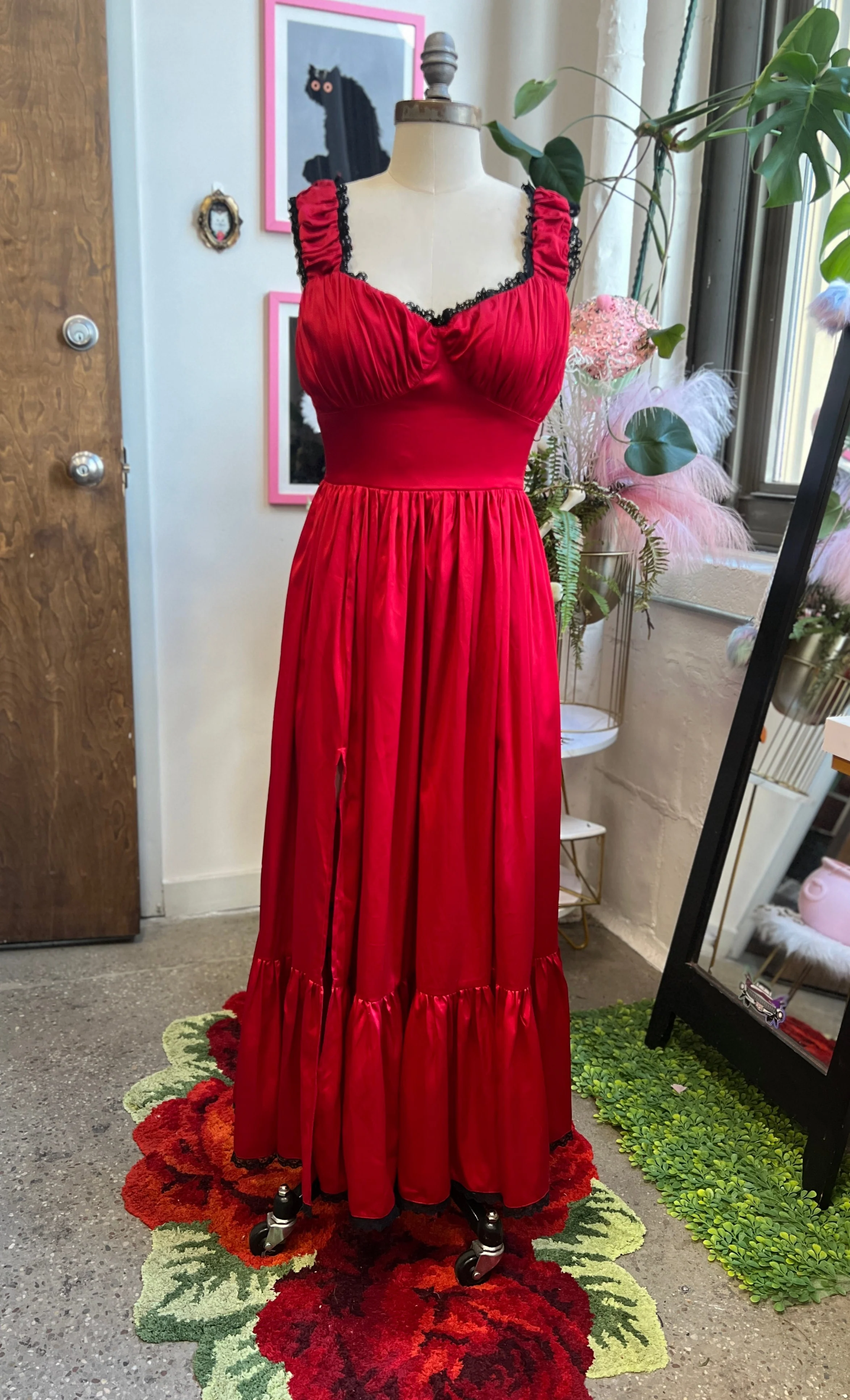 Cosette Maxi Dress in Crimson Red - Image 3