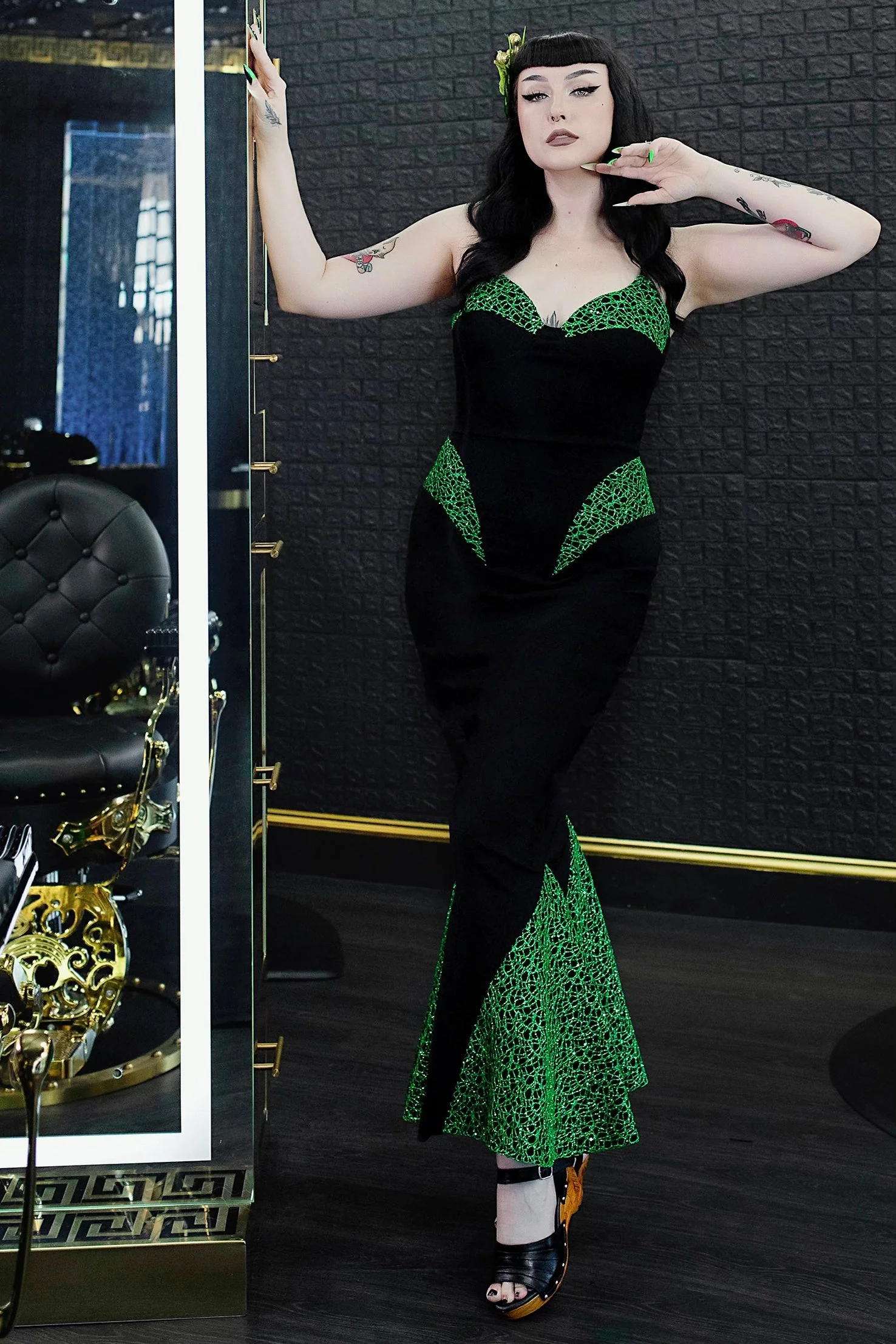 Weasel Wear Creature Sparkle Dress in Green - Image 2