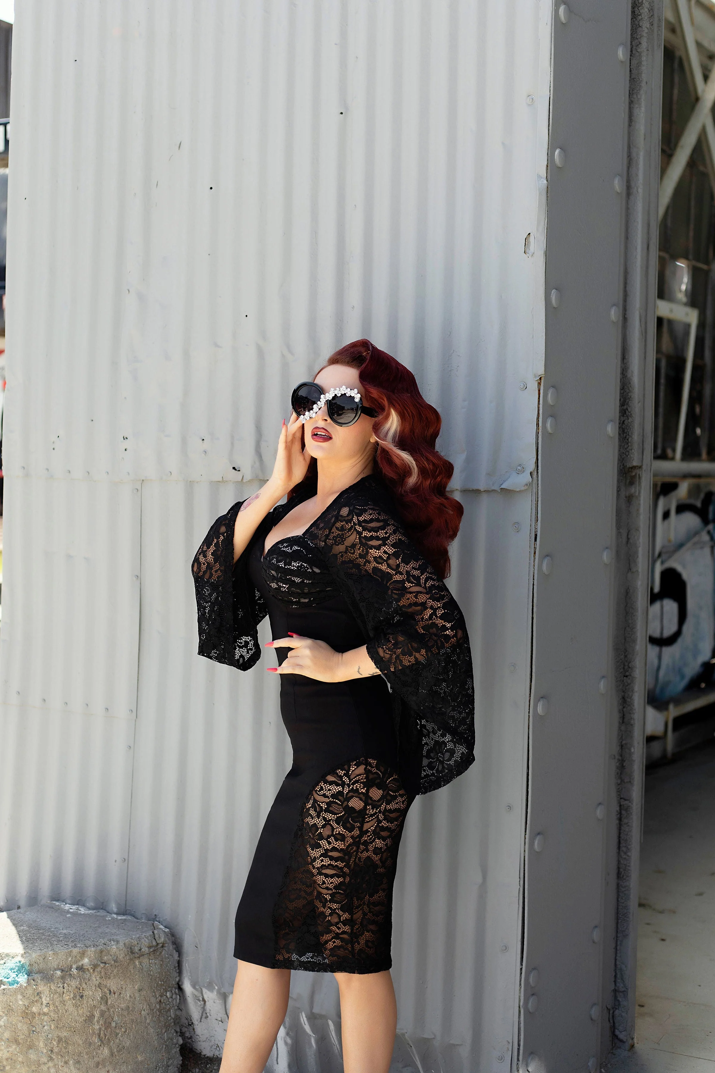 Weasel Wear Deborah Asymmetrical Lace Dress - Image 6