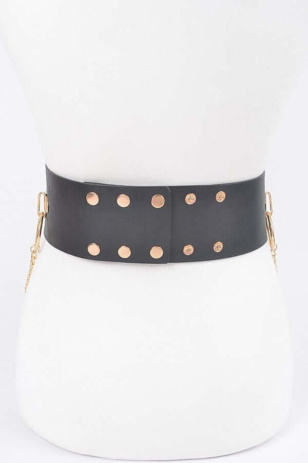 Faux Leather Belt with ring and chan details - Image 5