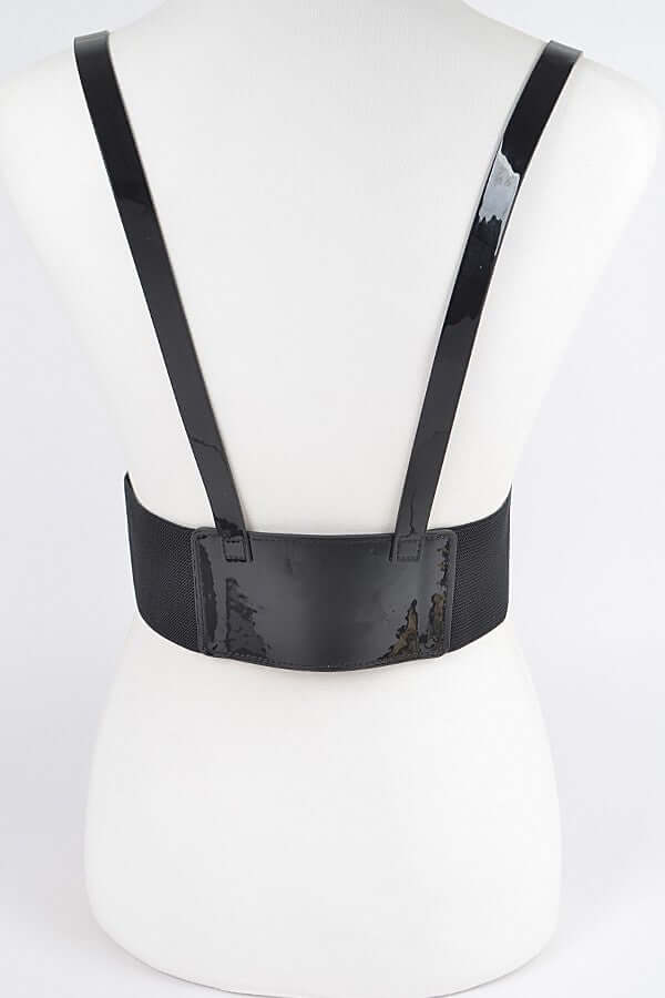 Glossy Faux Leather Harness with Metallic Buckle Details - Image 6