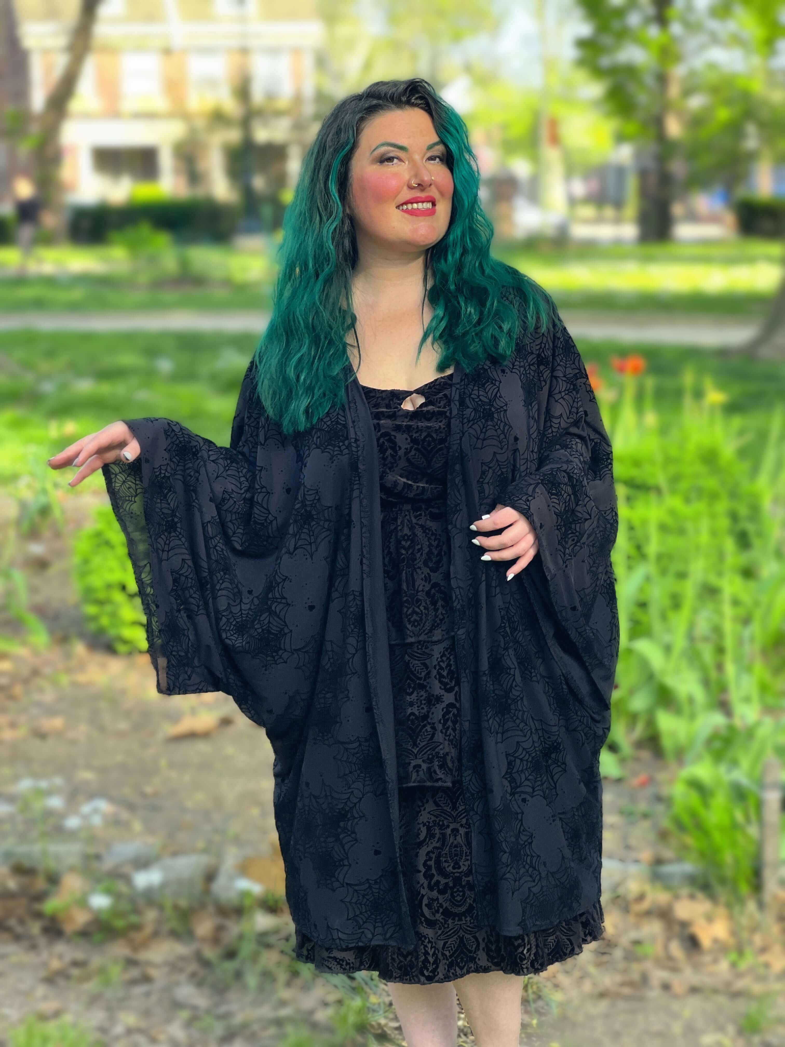 Flocked Mesh Spiderweb Duster - Image 4