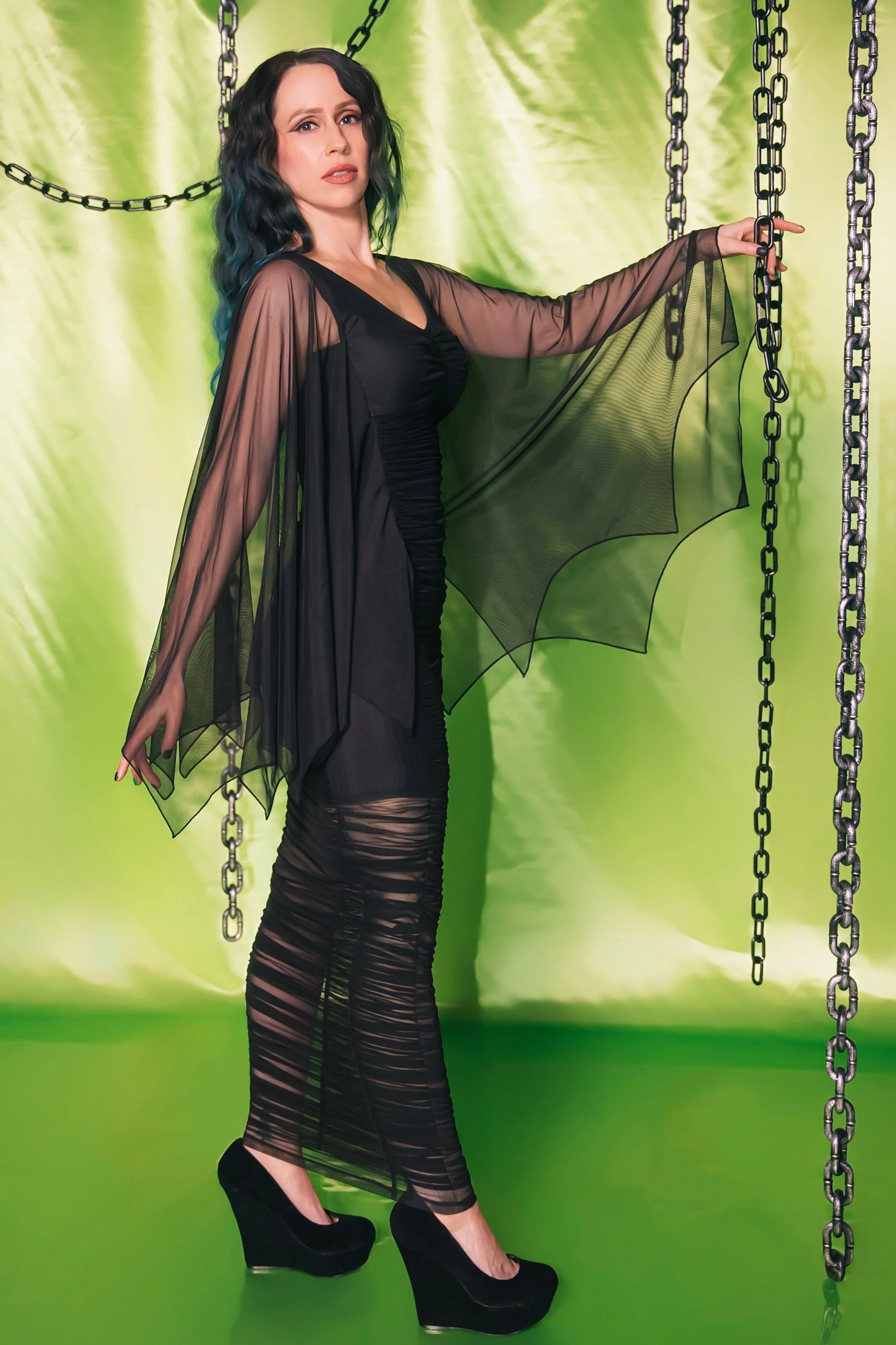 Heather Ruched Cape Wiggle by Weasel Wear - Image 3