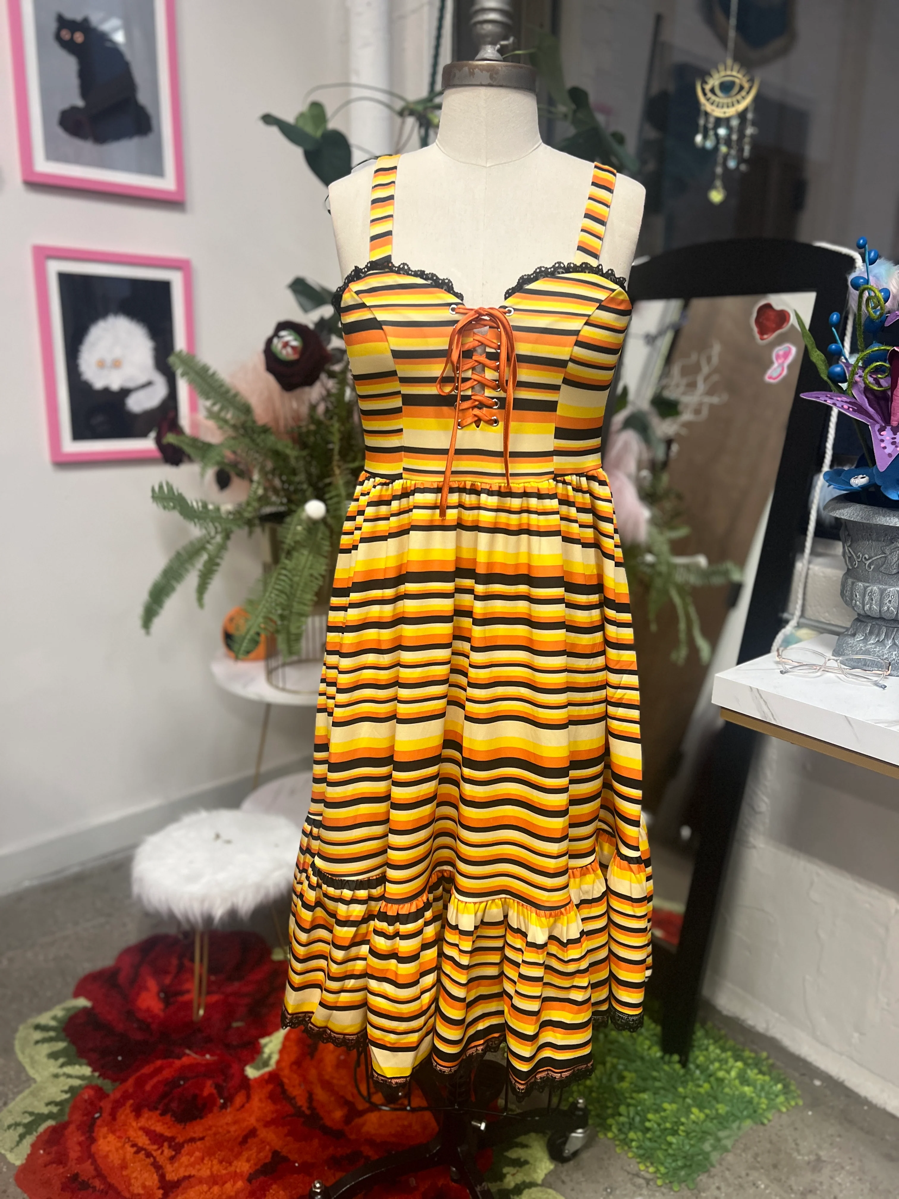 Heidi Swing Dress in Candy Corn Stripe - Image 2