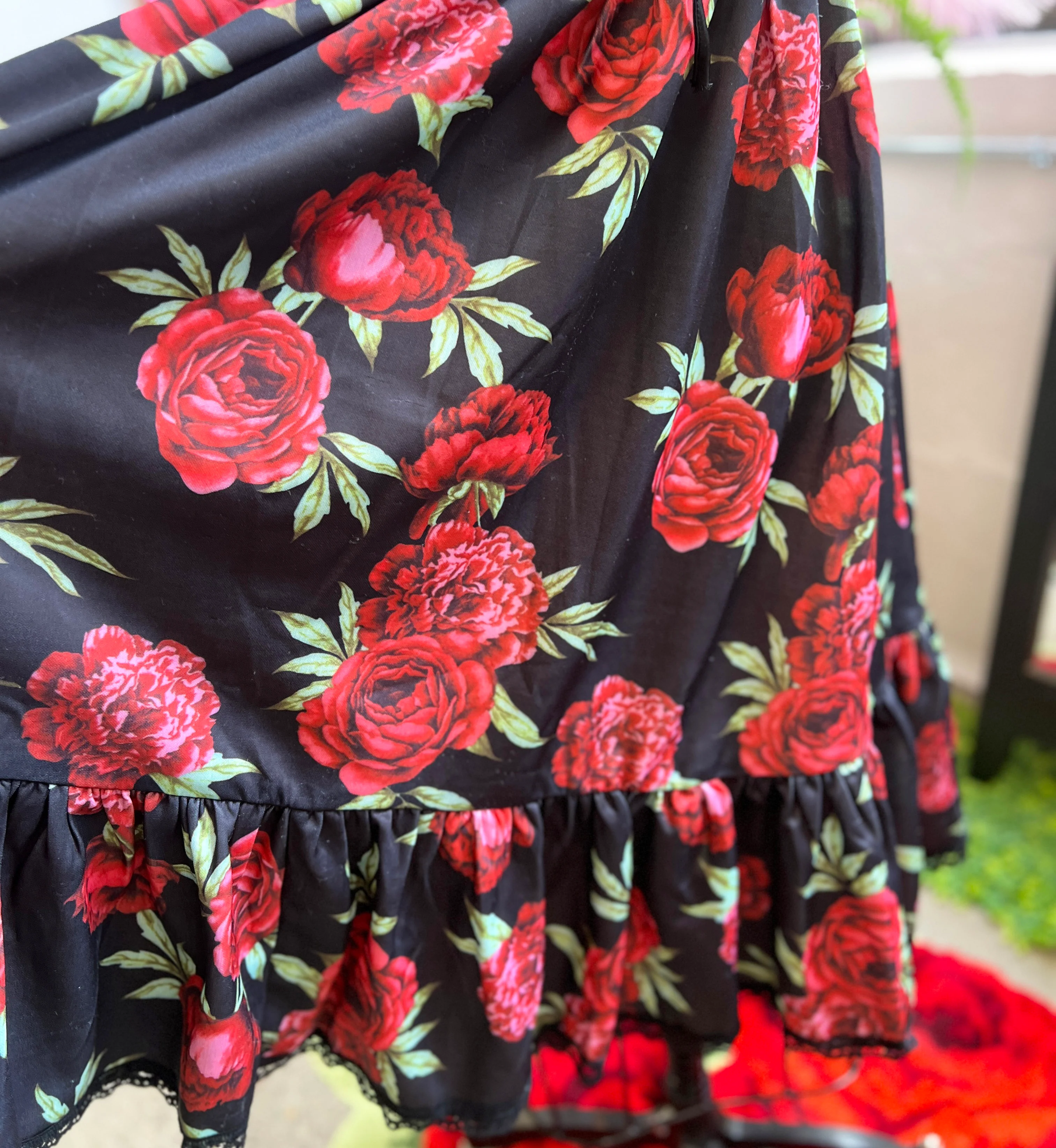 Heidi Swing Dress in Red Floral Print - Image 3