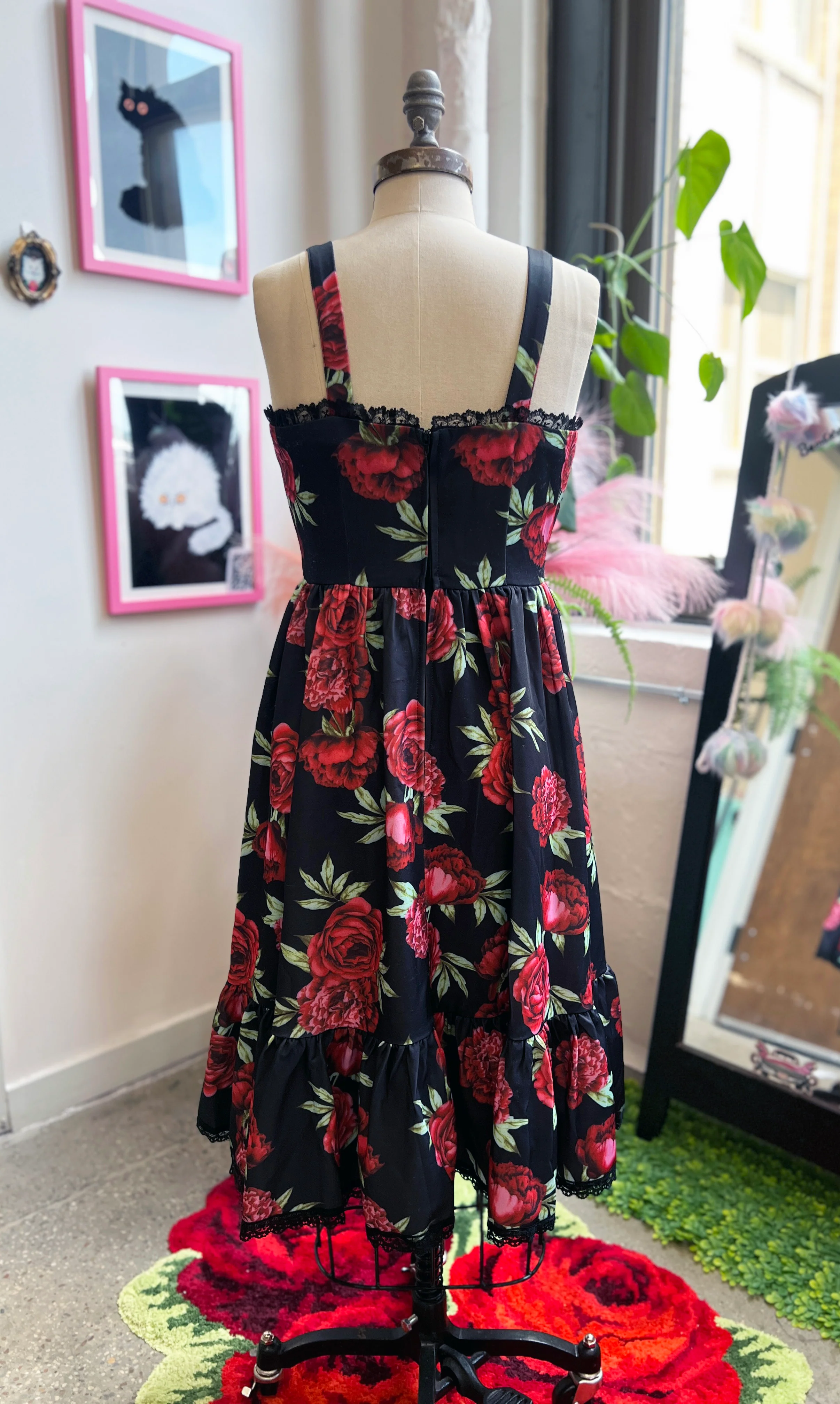 Heidi Swing Dress in Red Floral Print - Image 4