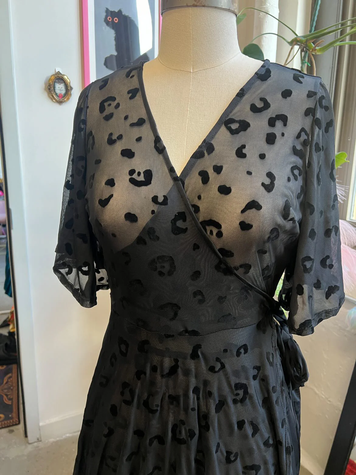 Lydia Wrap Dress in Flocked Jaguar Mesh - Image 2