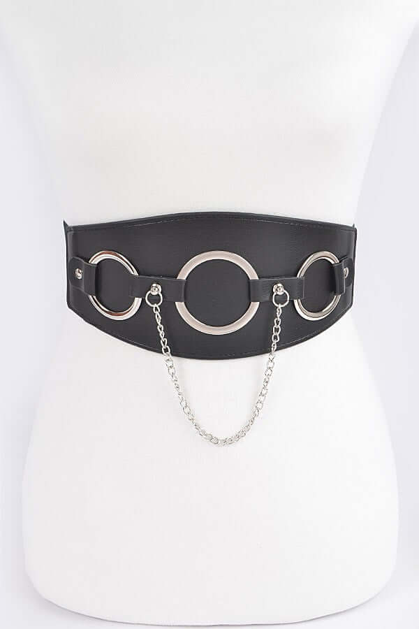 O-Ring Faux Leather Chain Belt - Image 4