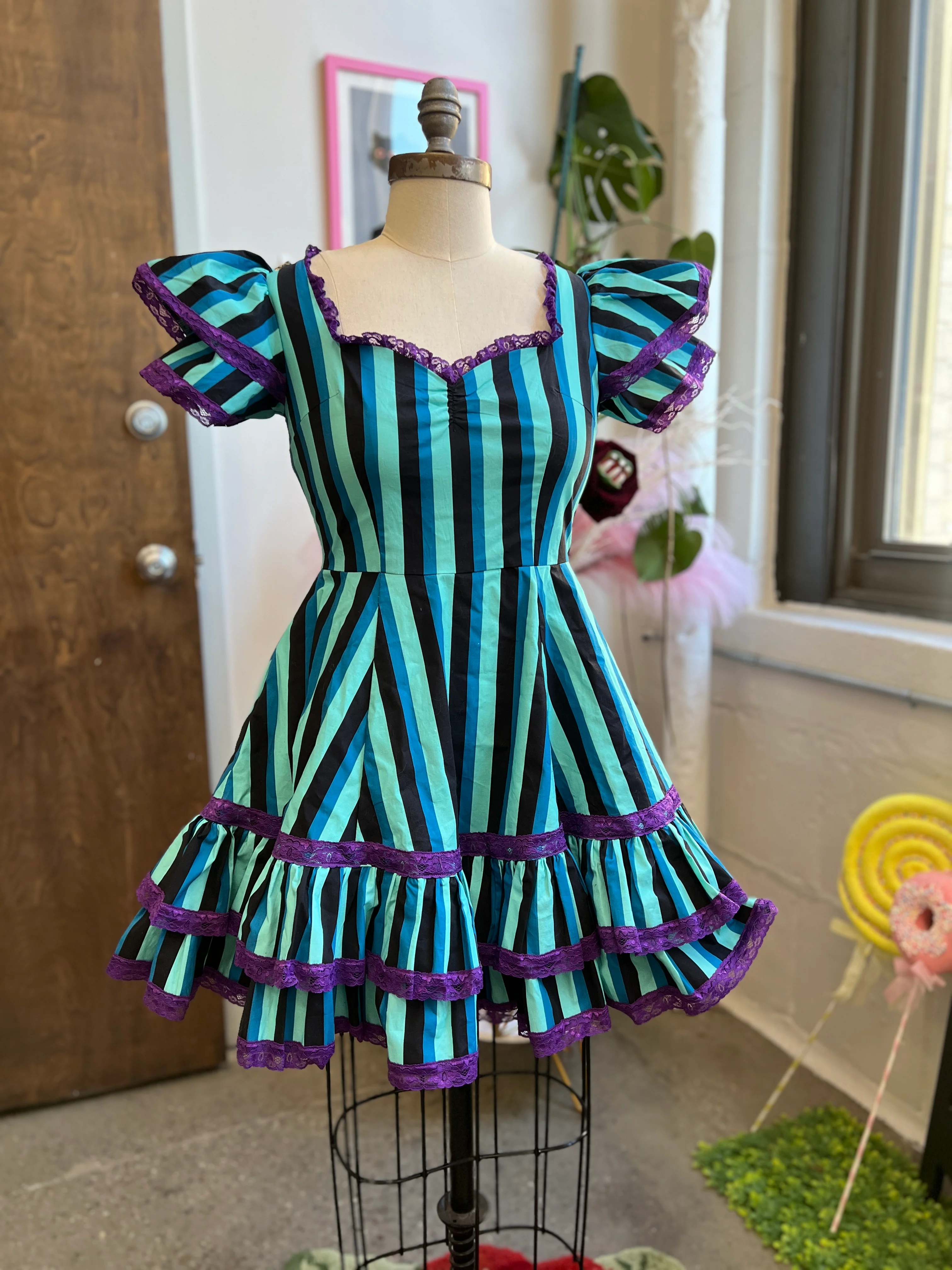 Adelaide Mini Swing Dress in Haunted Stripe - Image 5