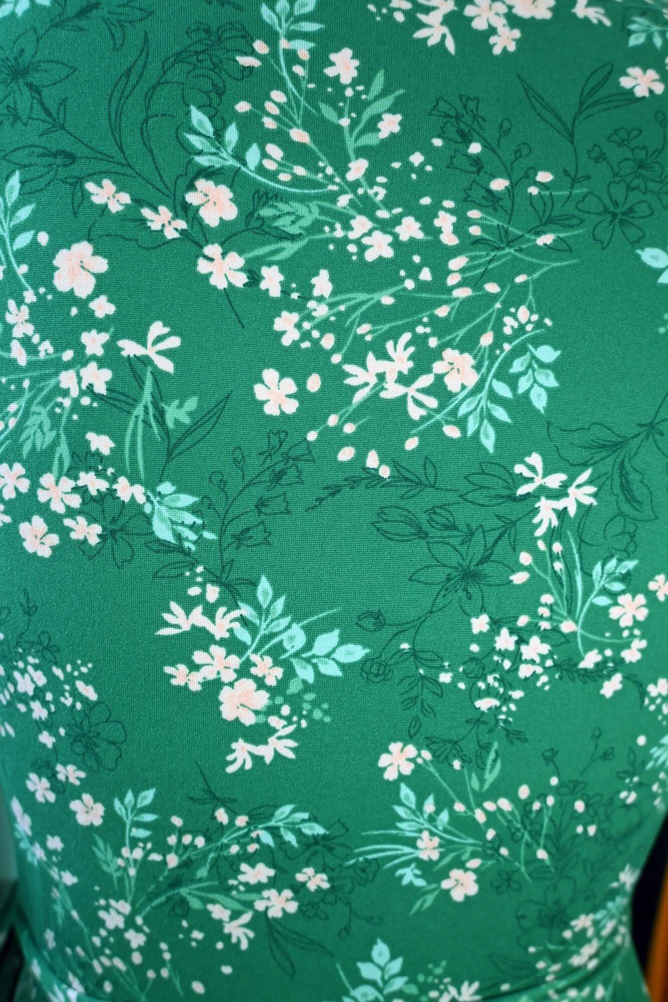 Audrey Wrap dress in Green Floral Knit - Image 4