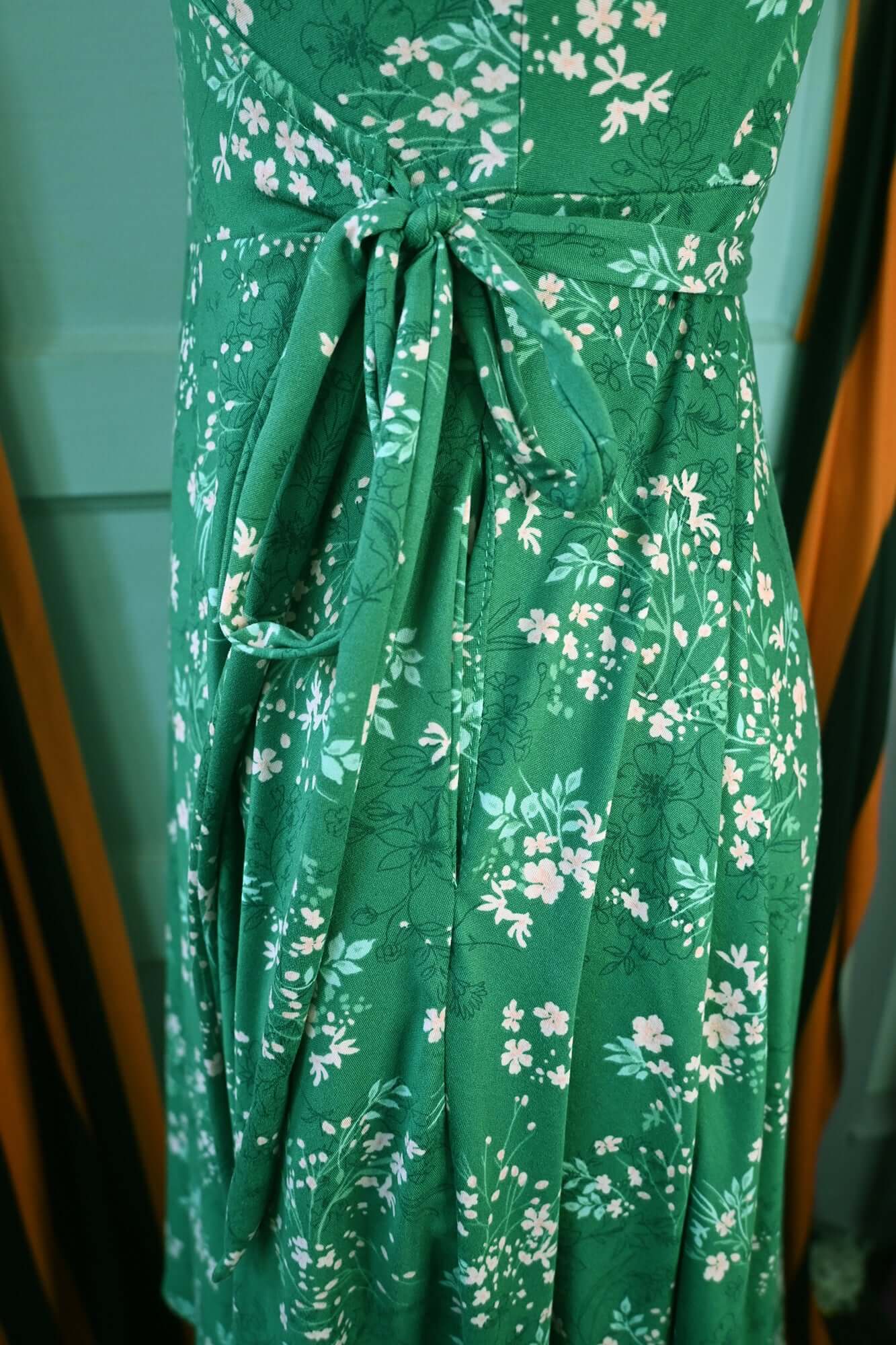 Audrey Wrap dress in Green Floral Knit - Image 6