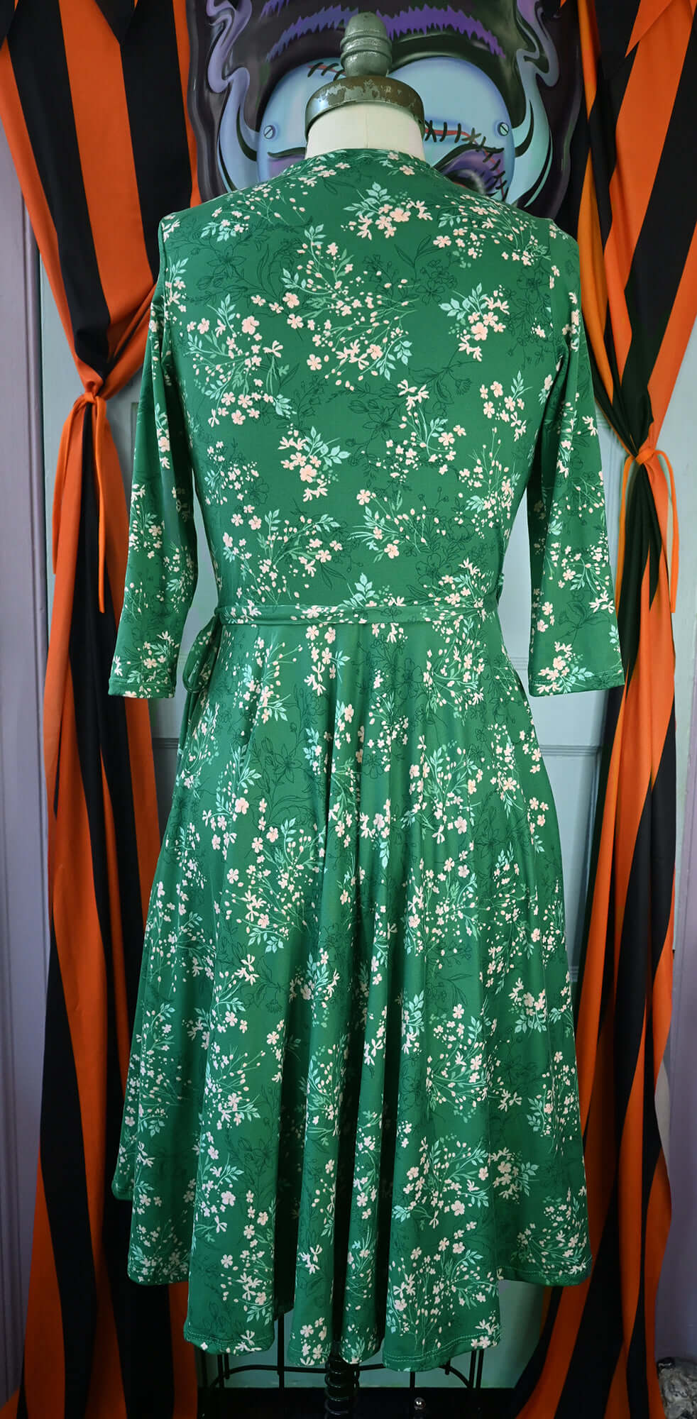 Audrey Wrap dress in Green Floral Knit - Image 7
