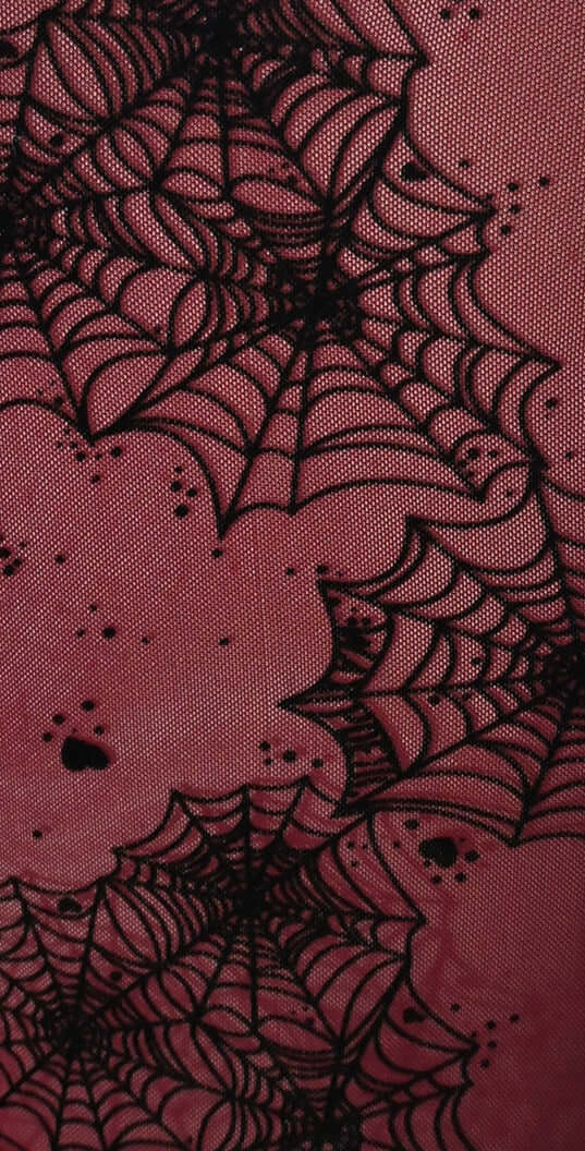 Aurora Wrap dress in Flocked Spiderweb Oxblood Mesh - Image 3