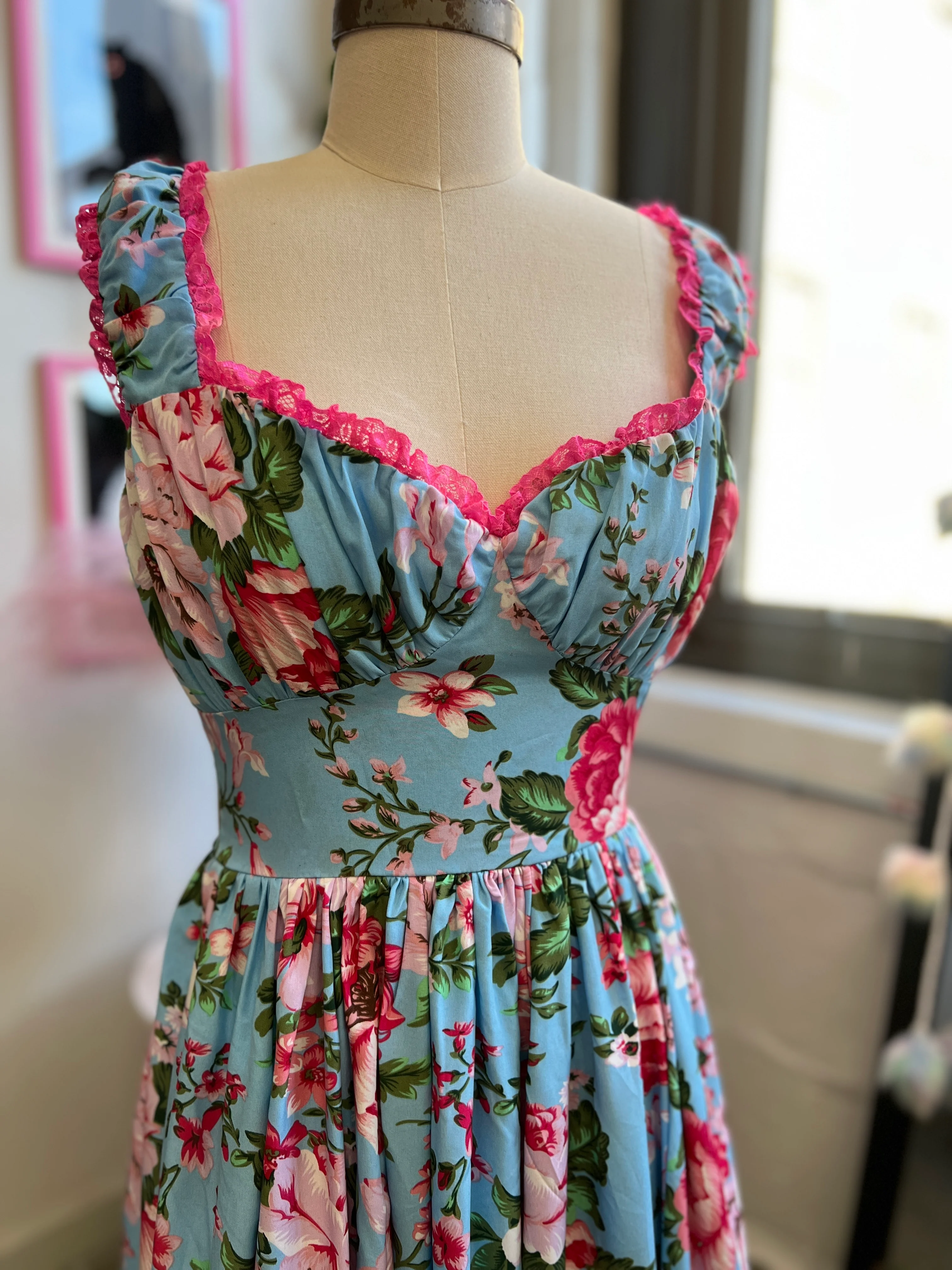 Cosette Maxi Dress in Pink Rose Print - Image 3