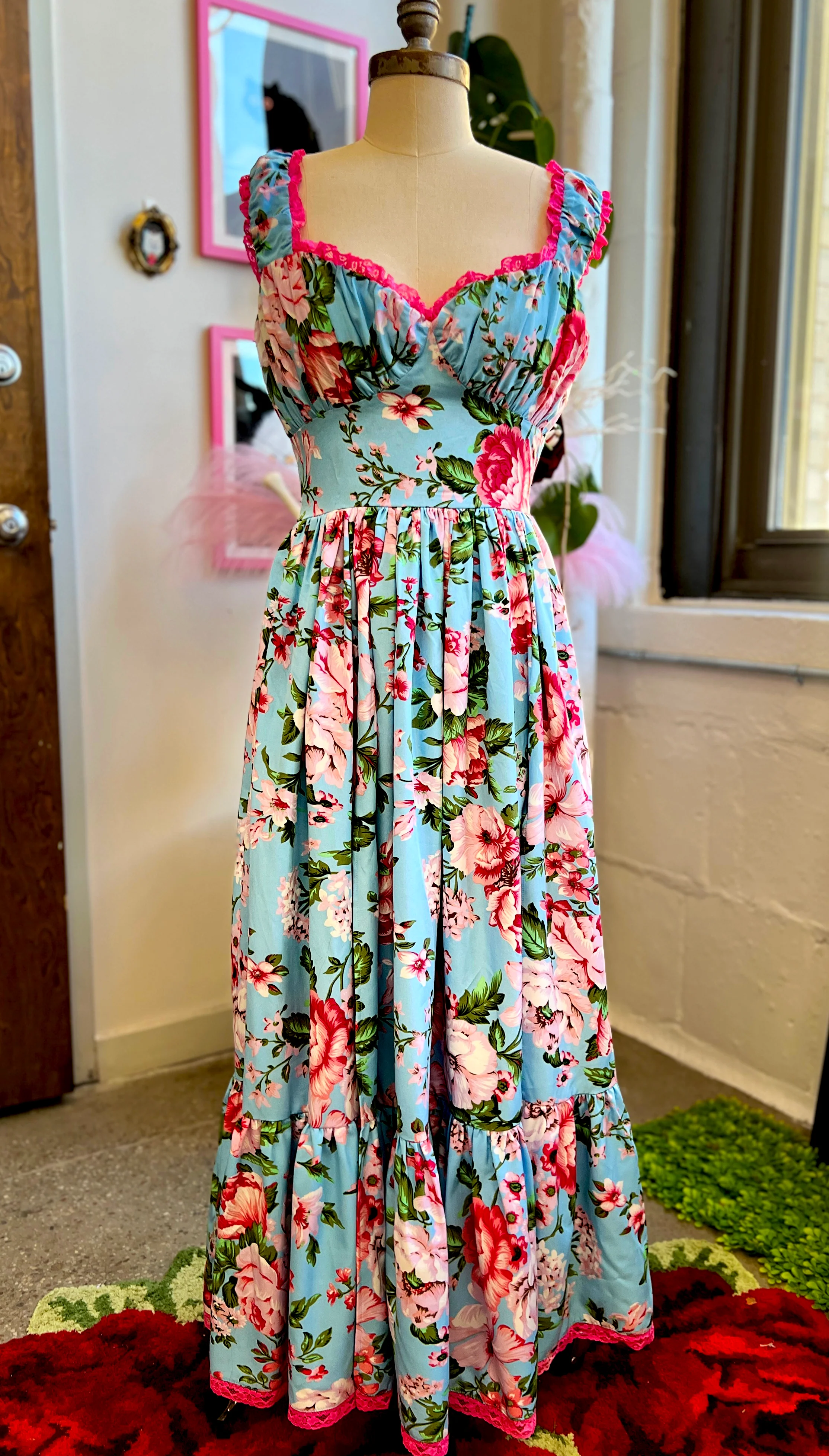 Cosette Maxi Dress in Pink Rose Print - Image 4