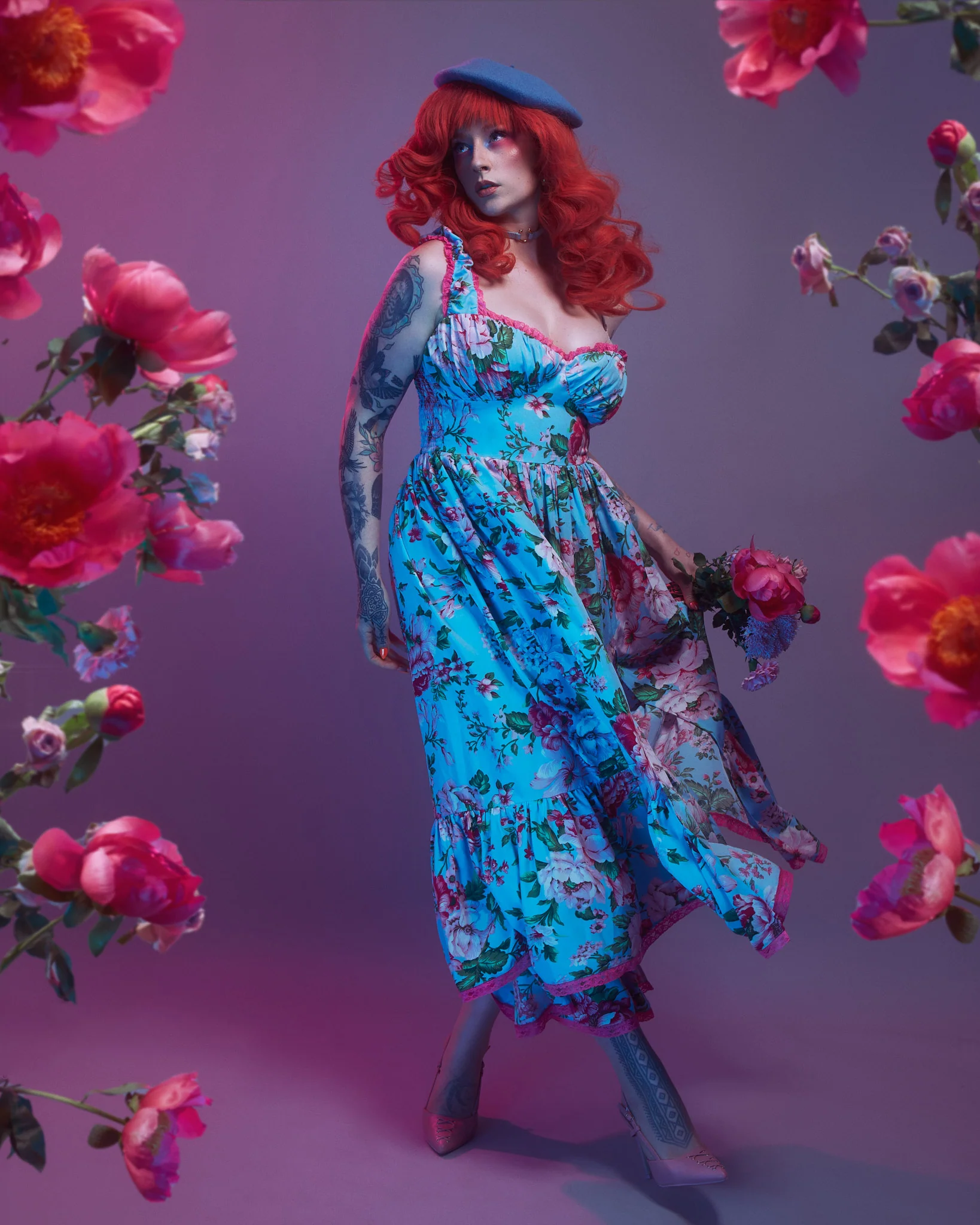 Cosette Maxi Dress in Pink Rose Print - Image 7