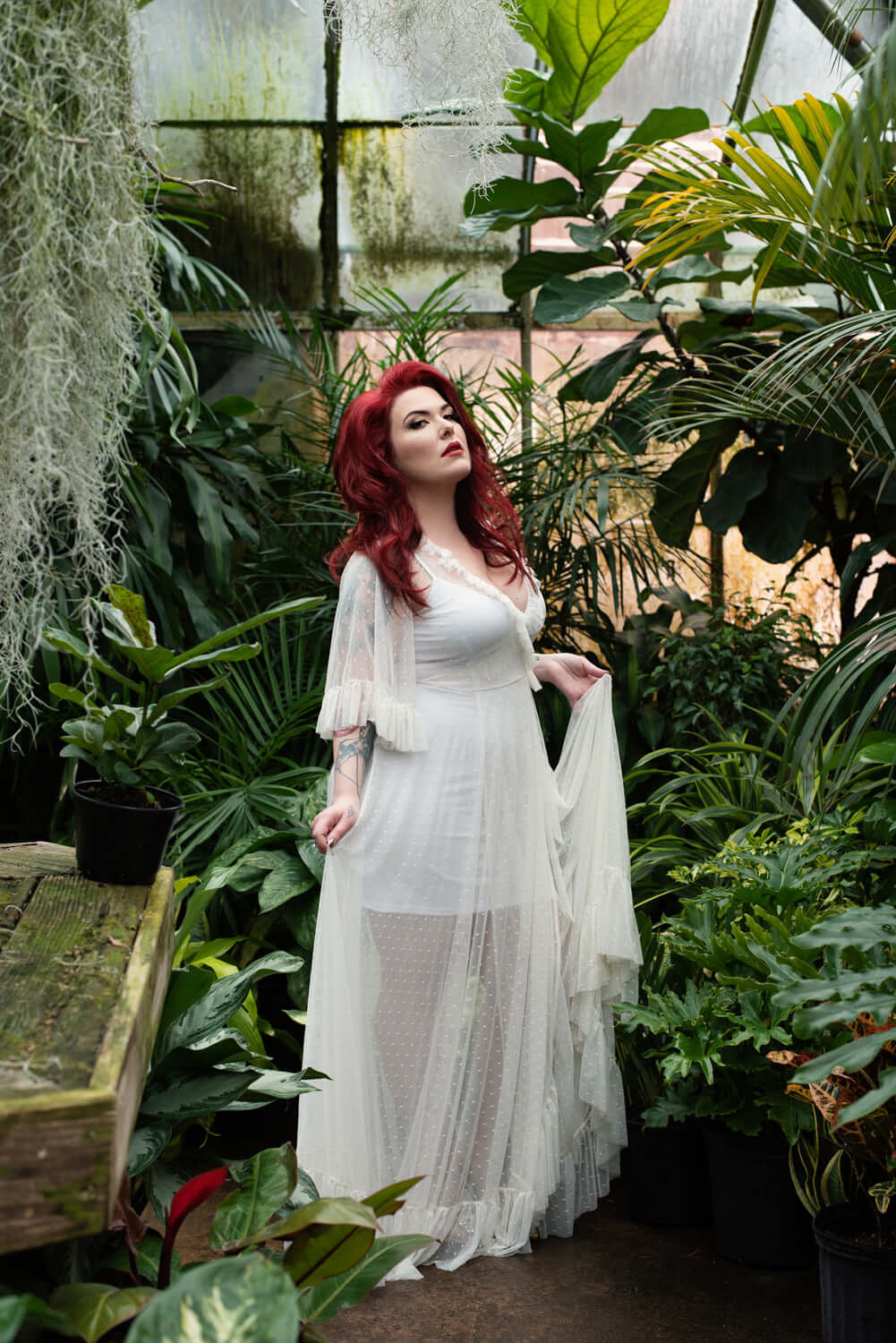 Ophelia Dress in Ivory Mesh Dot - Image 4
