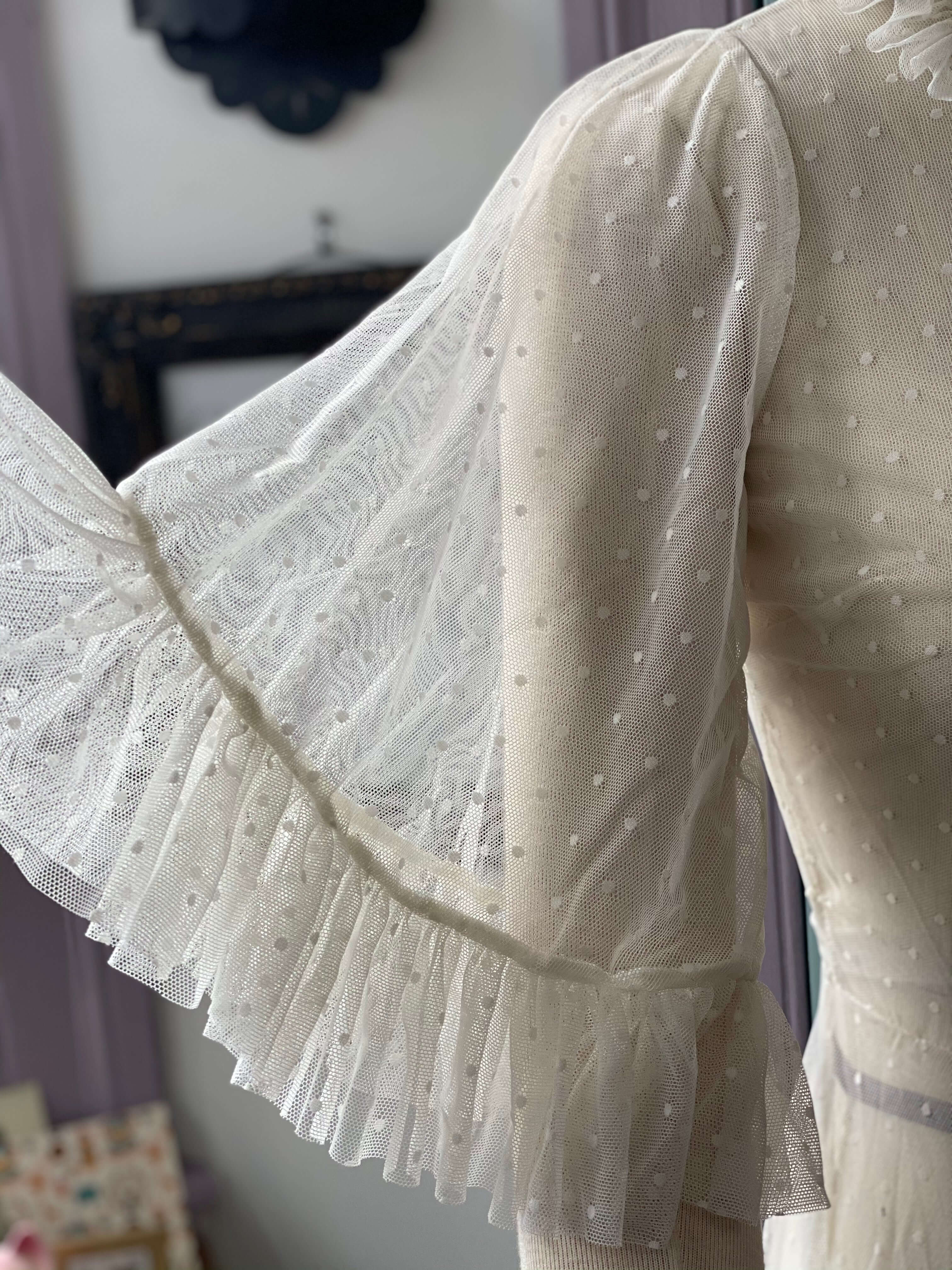 Ophelia Dress in Ivory Mesh Dot - Image 7