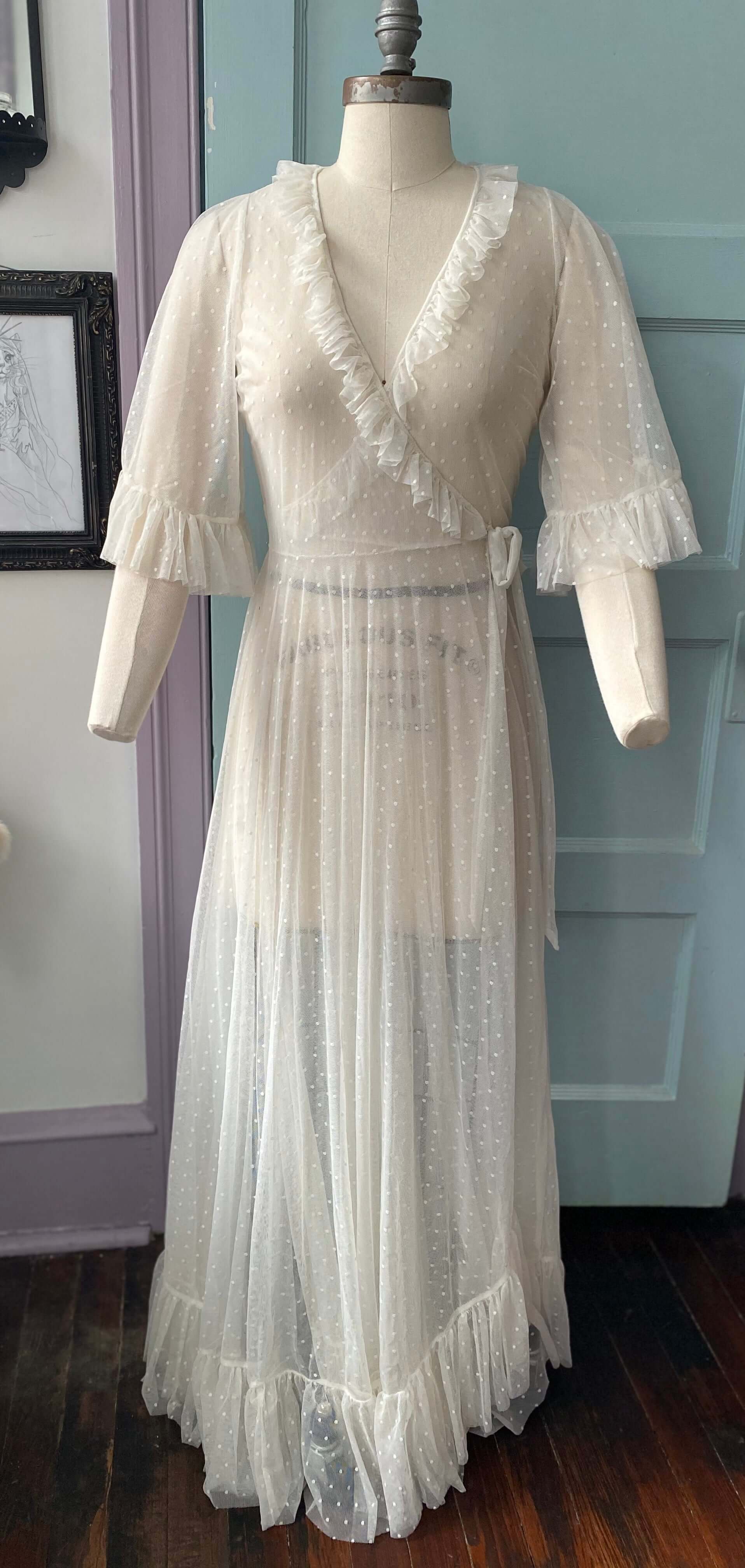 Ophelia Dress in Ivory Mesh Dot - Image 8