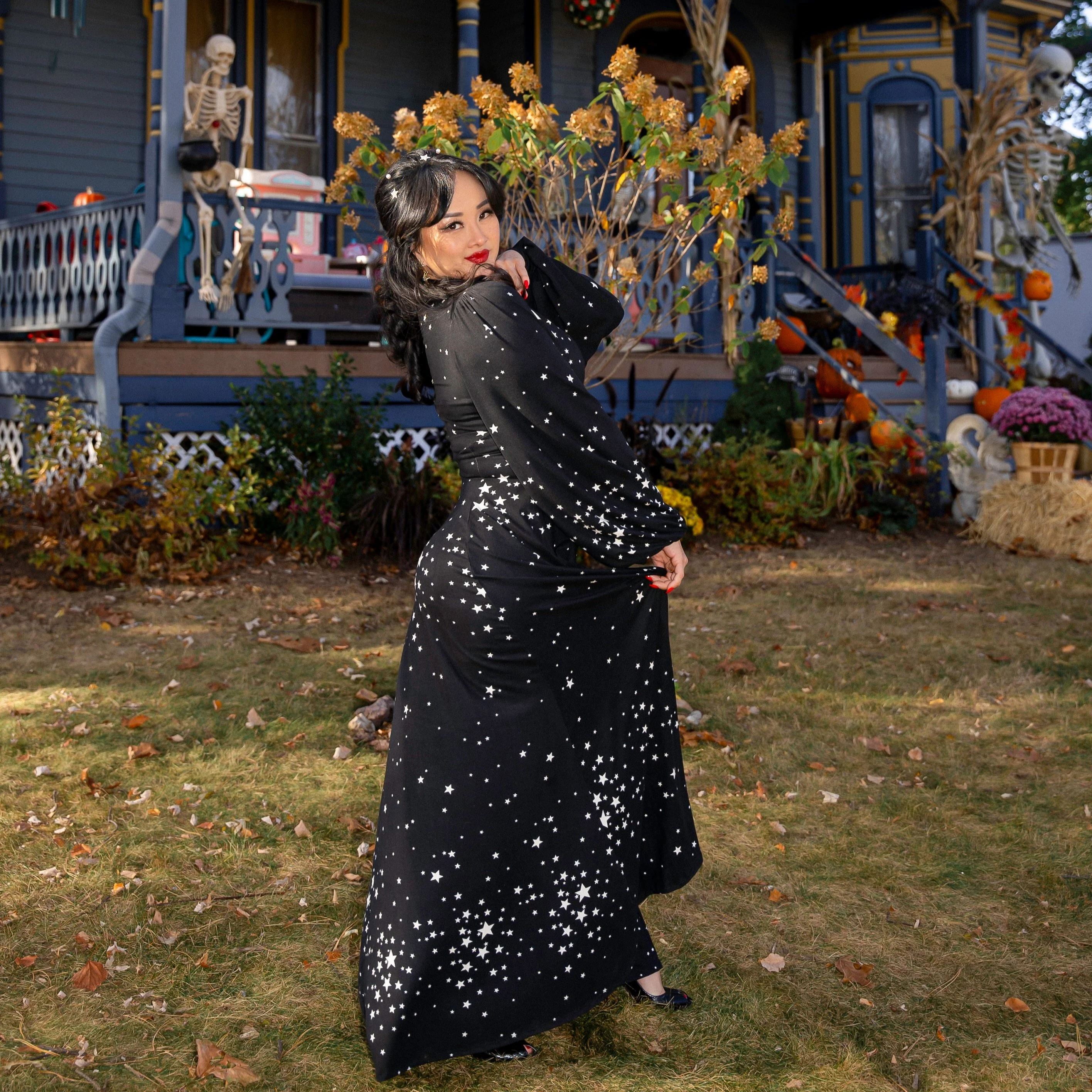 Raquel Maxi Dress with Bishop Sleeves in Star Clusters - Image 3