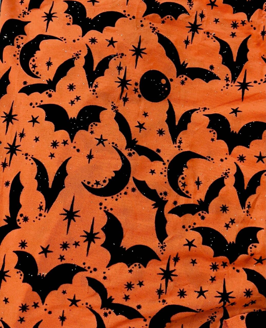 Raven Dress in Orange Queen of Halloween Flocked Sparkle Mesh - Image 2