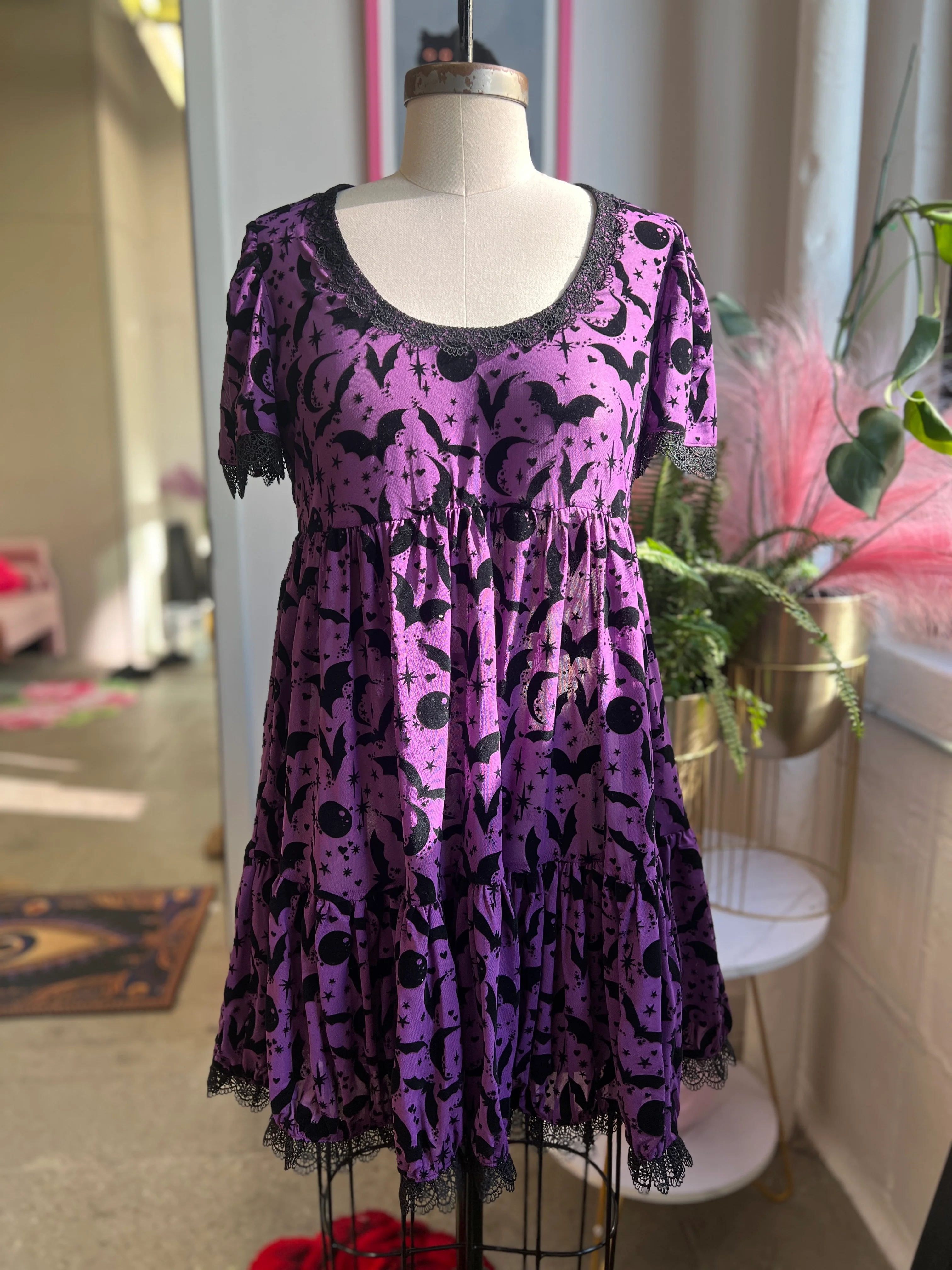 Raven Dress in Potion Purple Queen of Halloween Print - Image 2