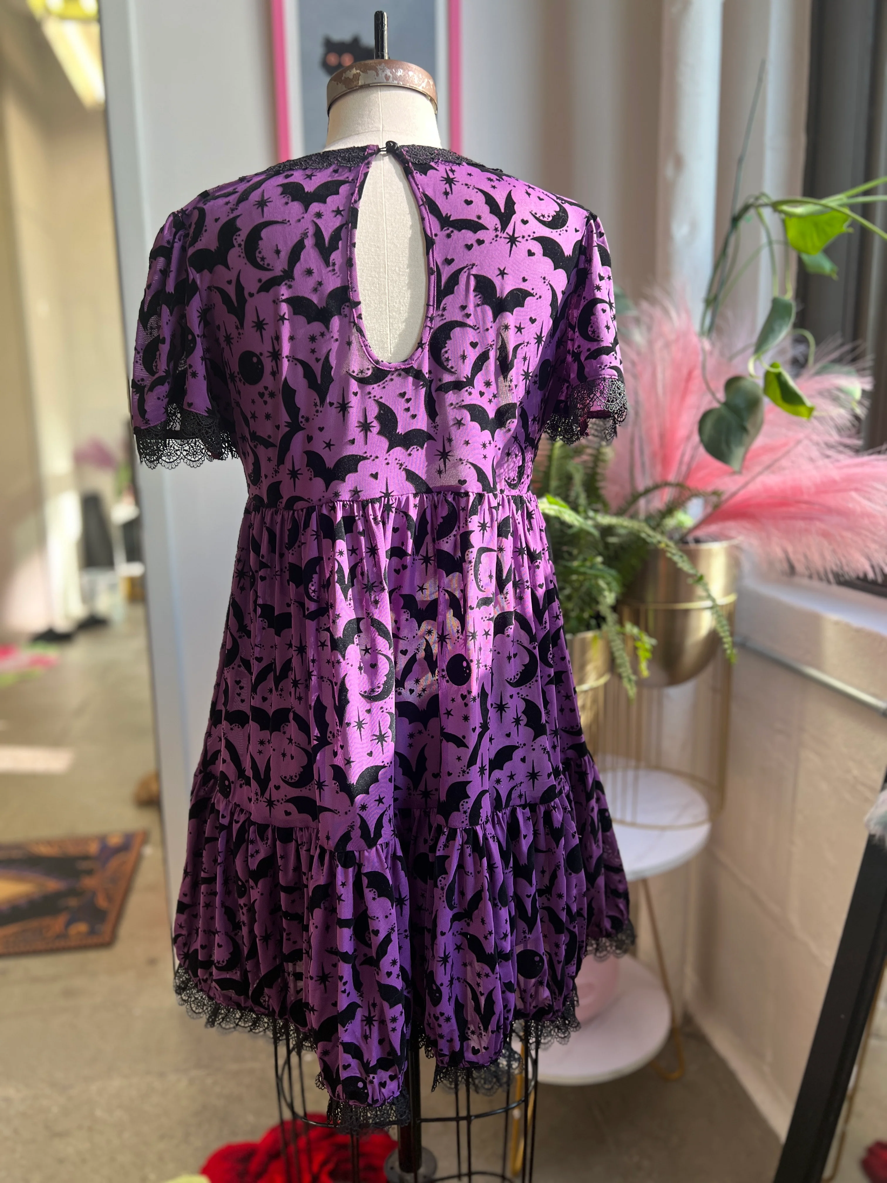 Raven Dress in Potion Purple Queen of Halloween Print - Image 3