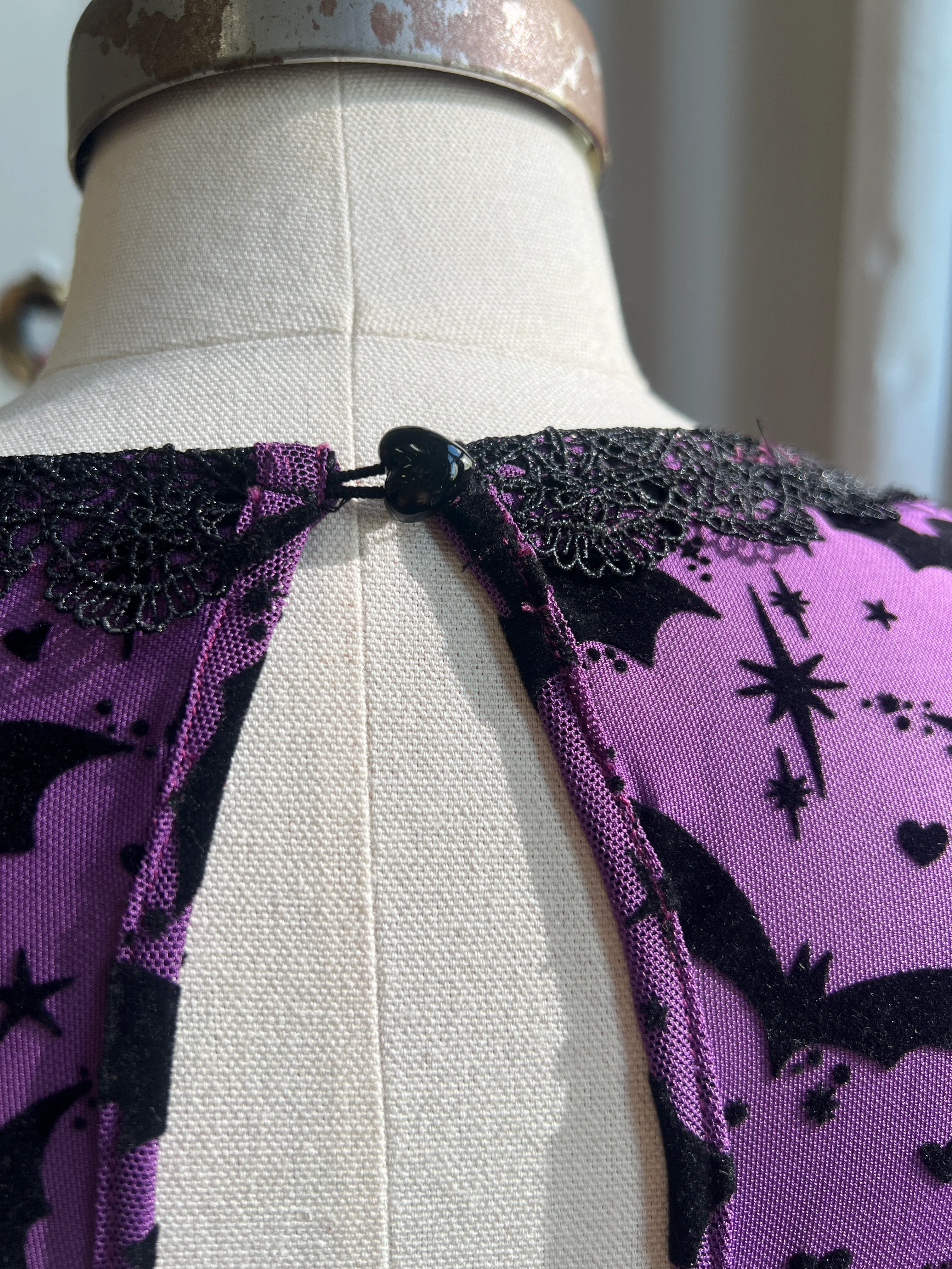 Raven Dress in Potion Purple Queen of Halloween Print - Image 4