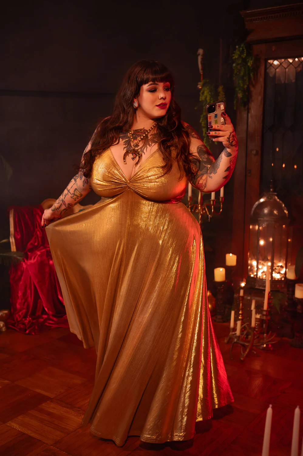 Siren Dress in Liquid Gold - Image 3