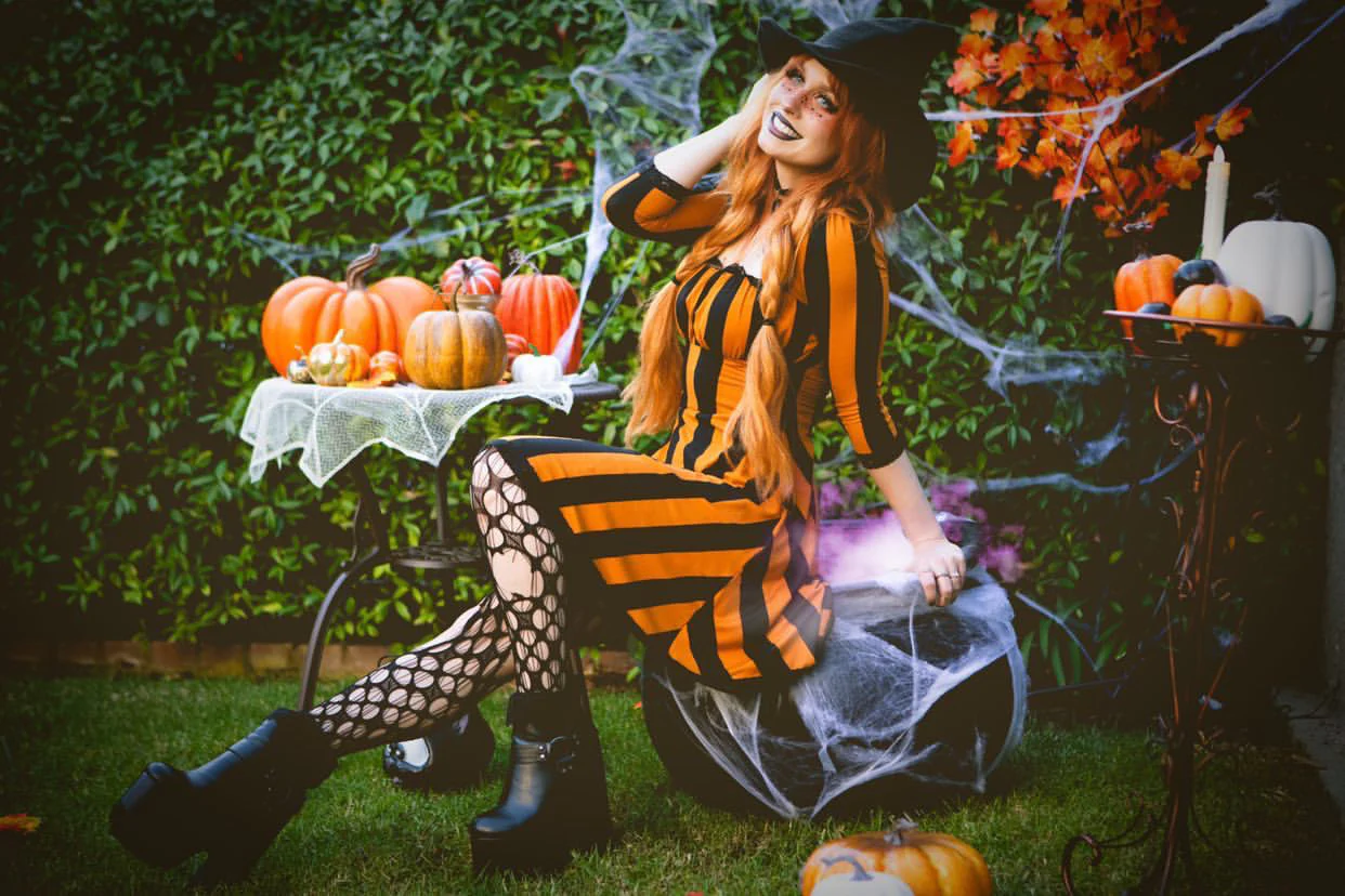 Wednesday Dress in Pumpkin Spice Stripe - Image 2