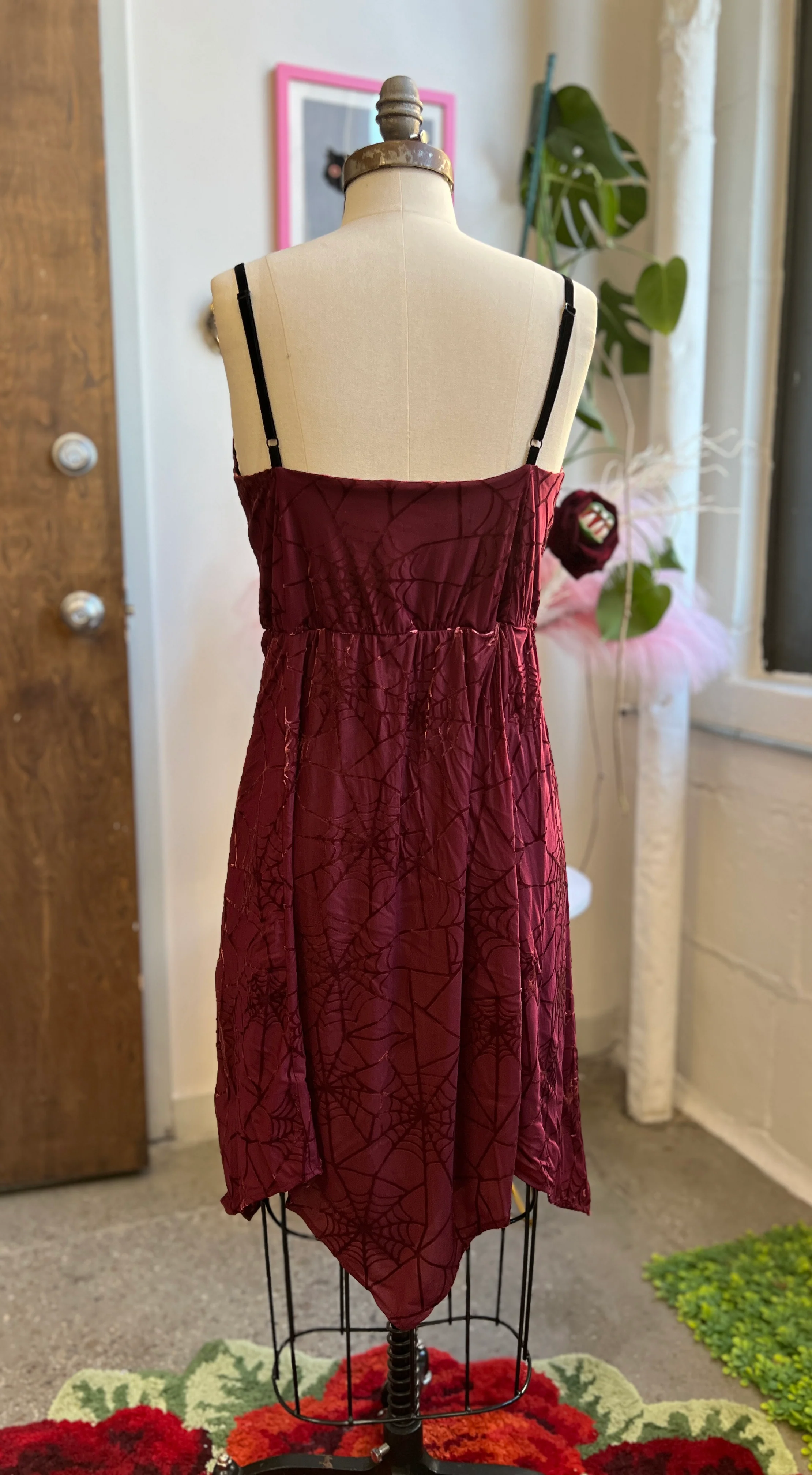 Willow Mini Dress in Burgundy Spiderweb - Image 5