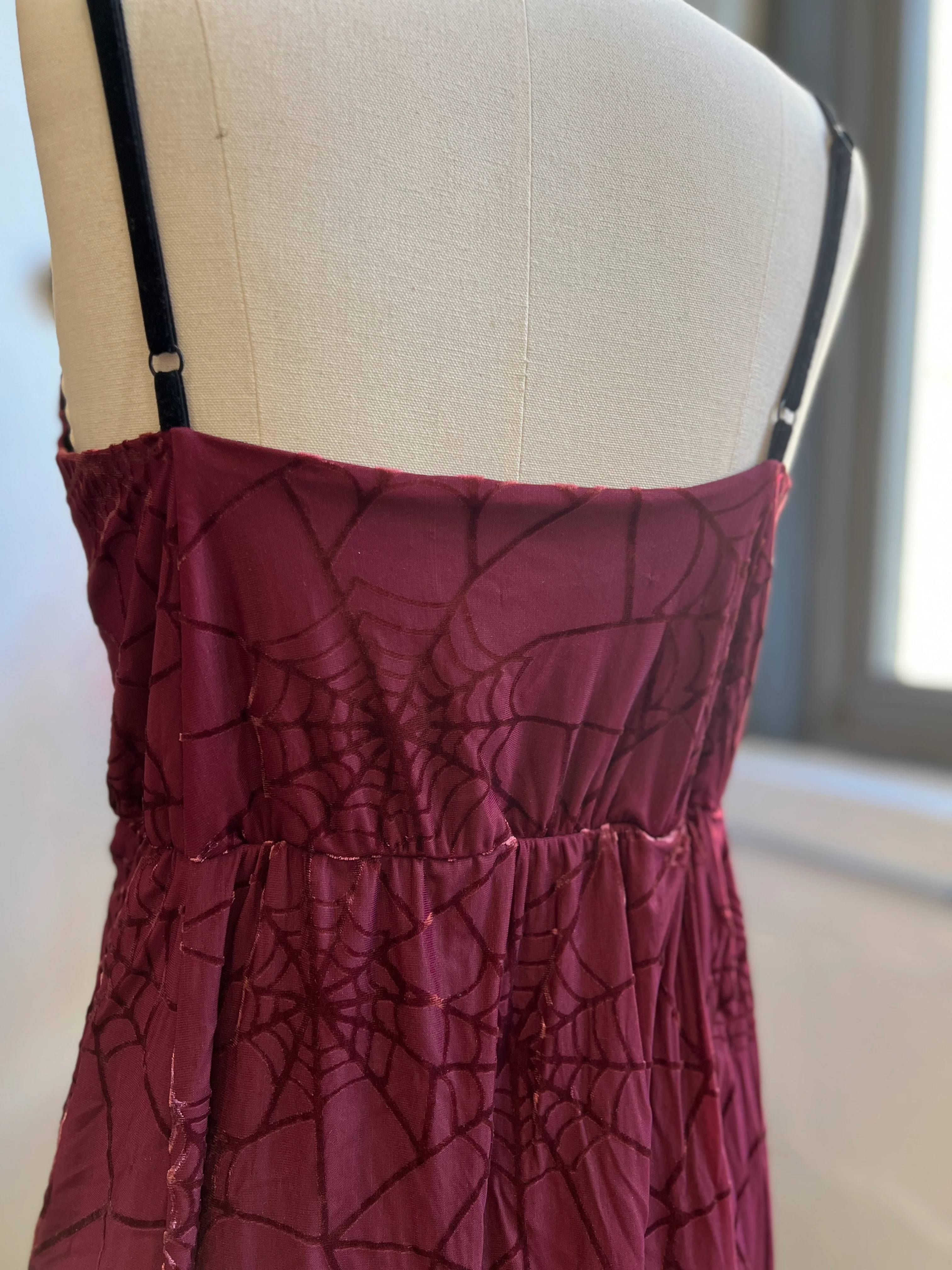 Willow Mini Dress in Burgundy Spiderweb - Image 6