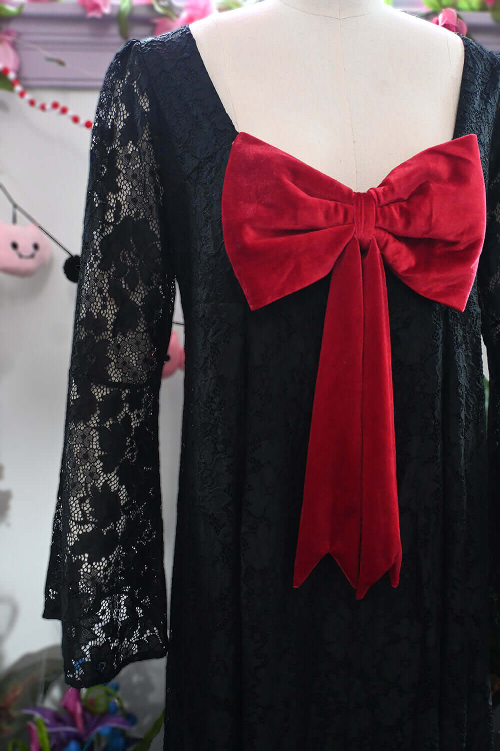 Priscilla 60's Bell Sleeve Lace Maxi Dress in Black - Image 9
