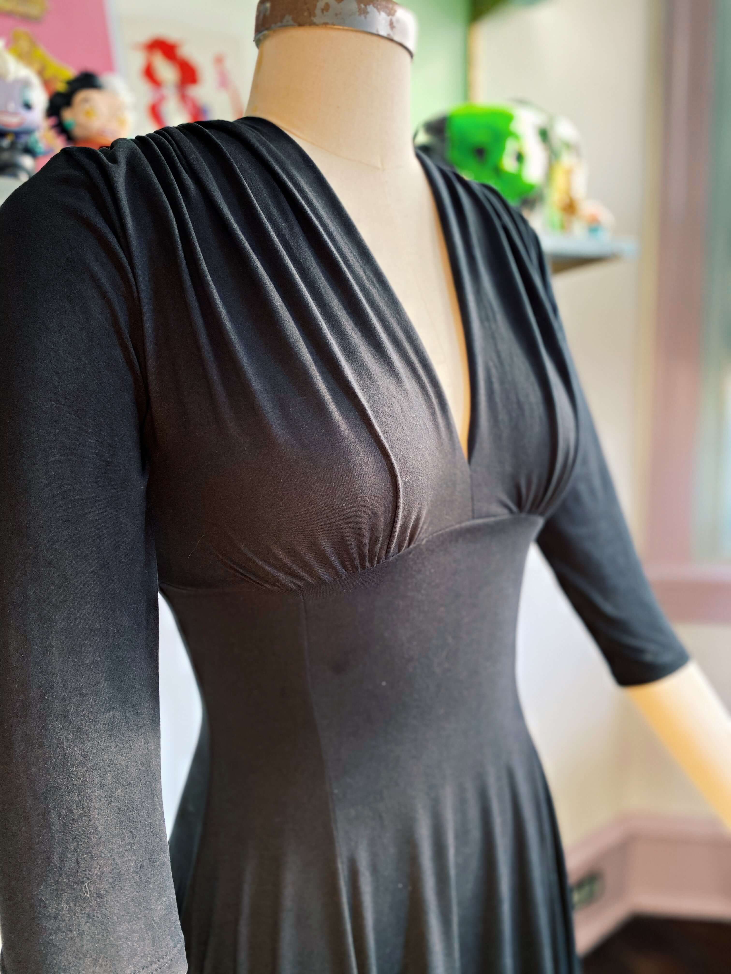 Raquel 3/4 Sleeve Black Knit Maxi Dress - Image 3