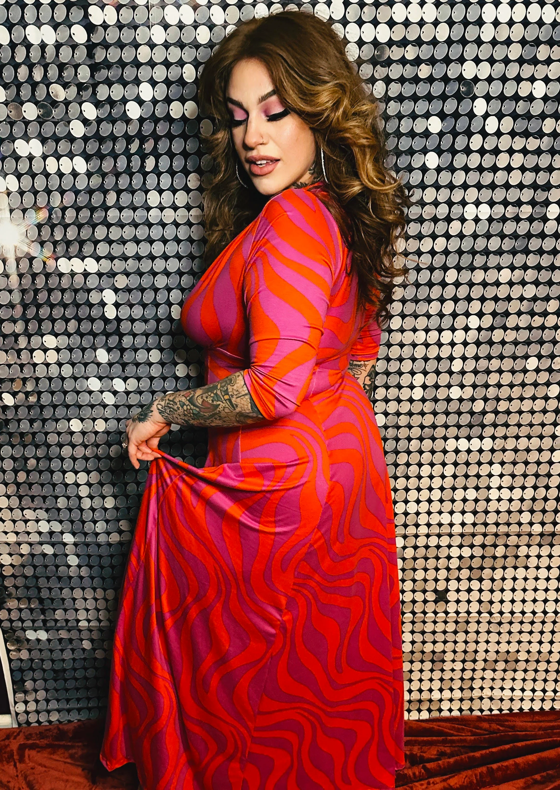 Raquel 3/4 Sleeve Paint Swirl  Maxi dress - Image 3