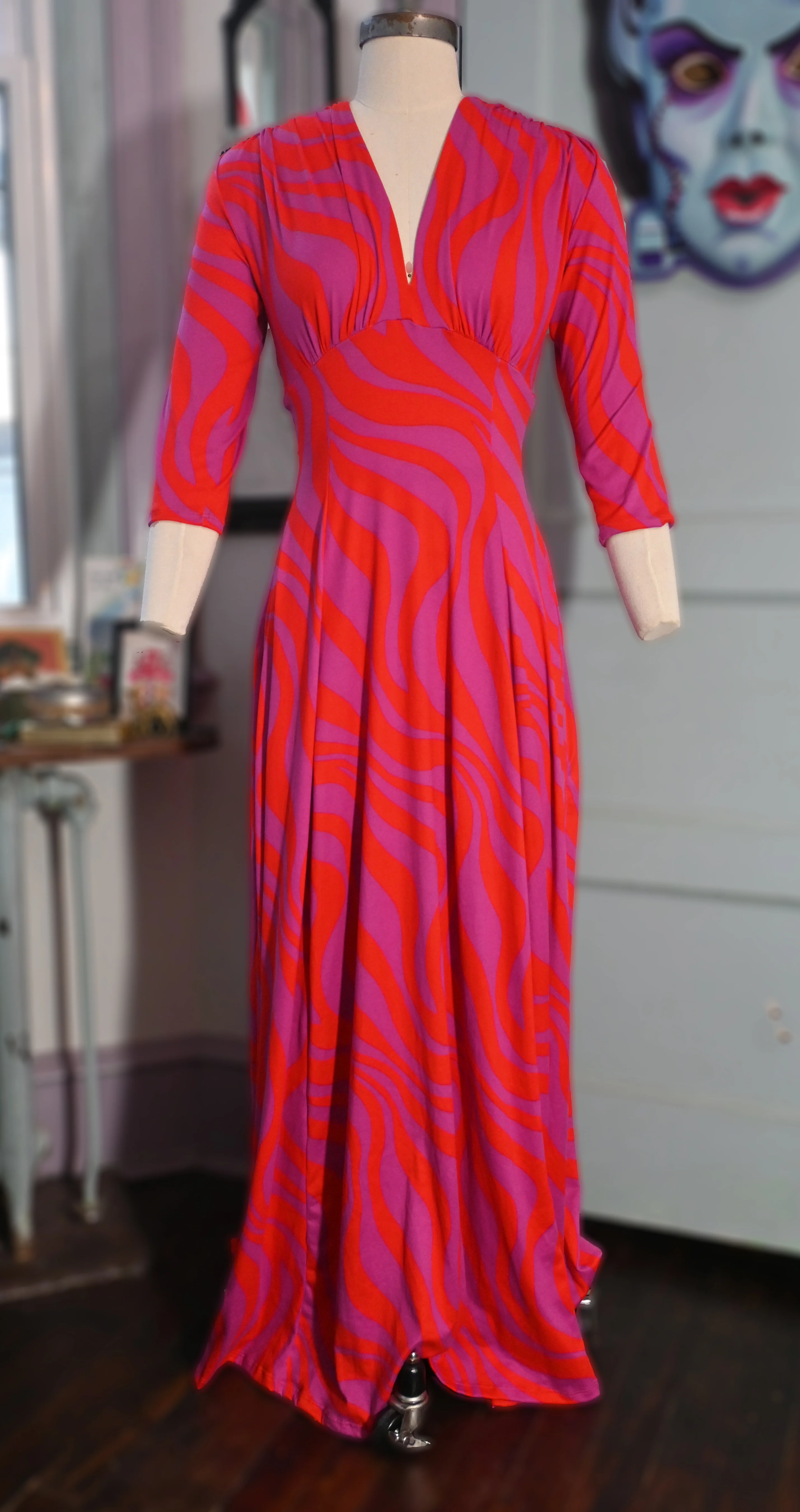 Raquel 3/4 Sleeve Paint Swirl  Maxi dress - Image 4