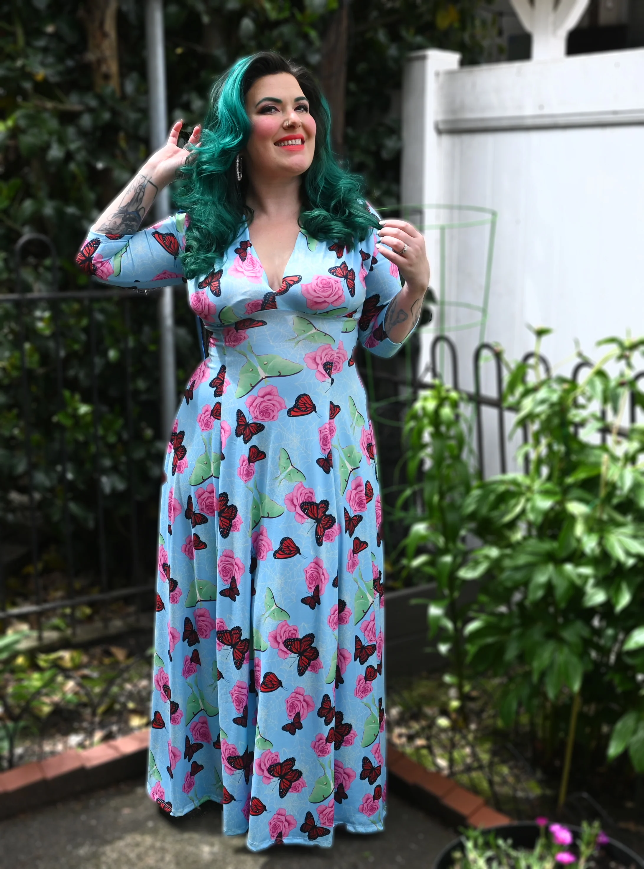 Raquel 3/4 Sleeve Victorian Arboretum Maxi dress