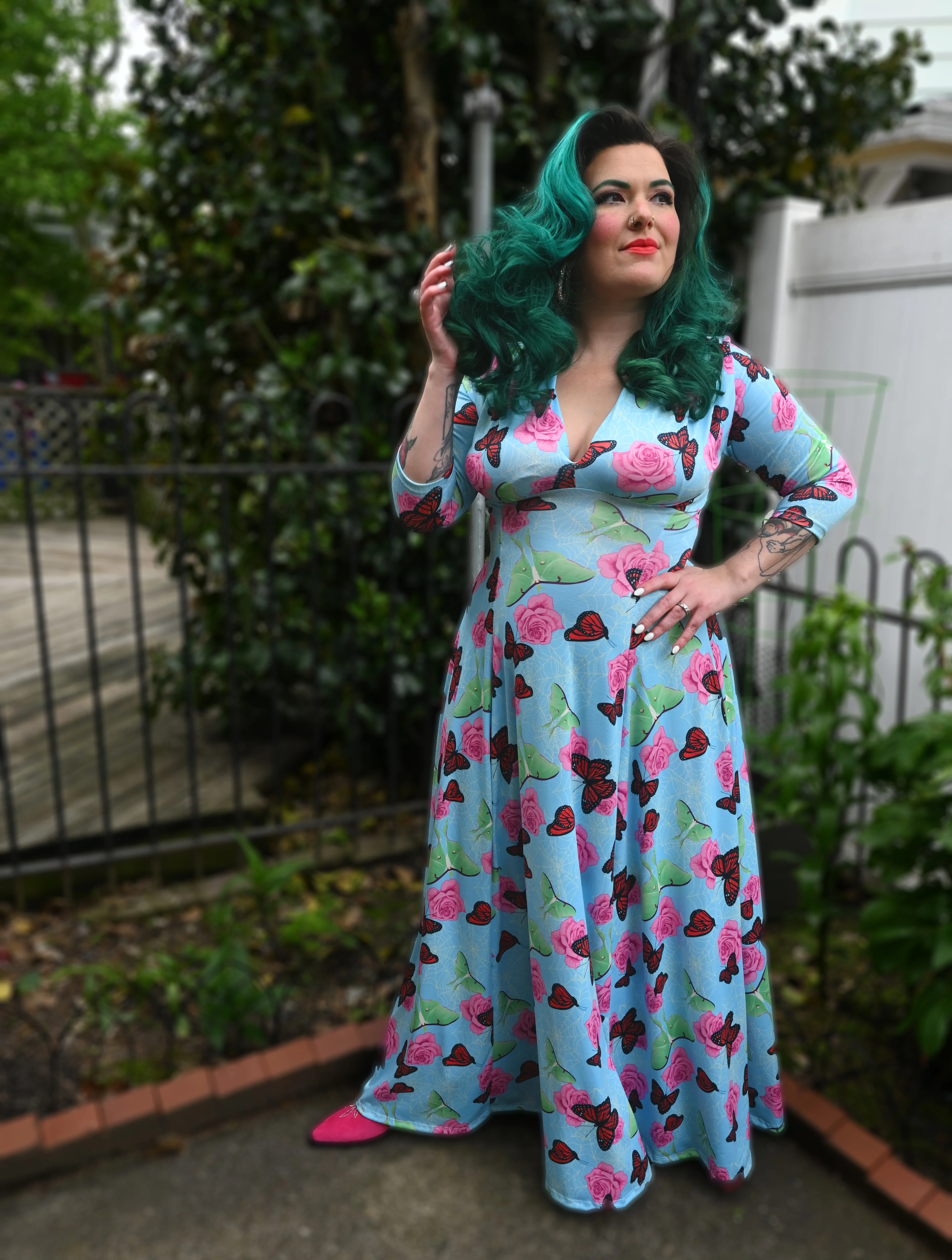 Raquel 3/4 Sleeve Victorian Arboretum Maxi dress - Image 2
