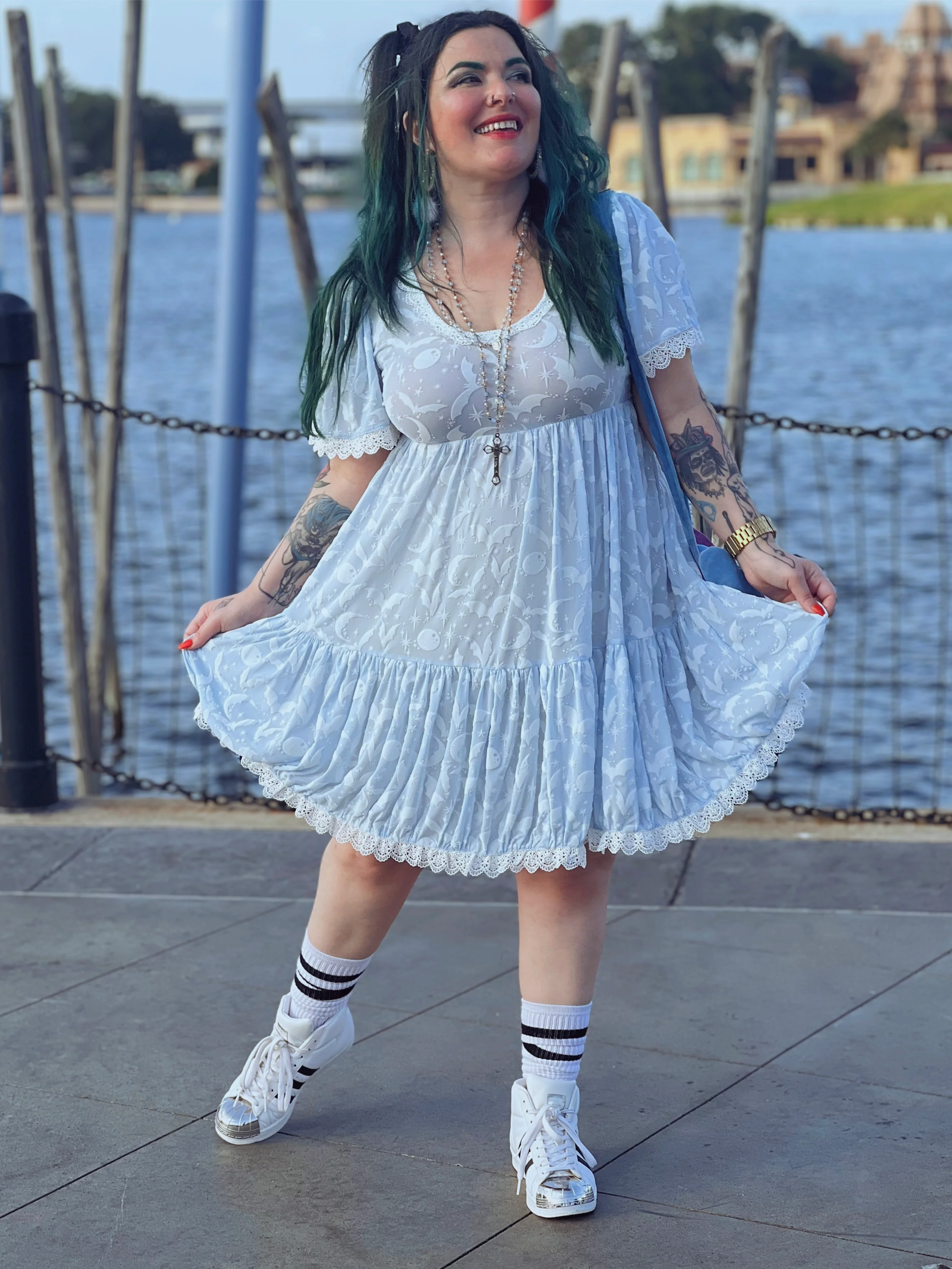 Raven Dress in Ice Queen of Halloween Flocked Sparkle Mesh - Image 2