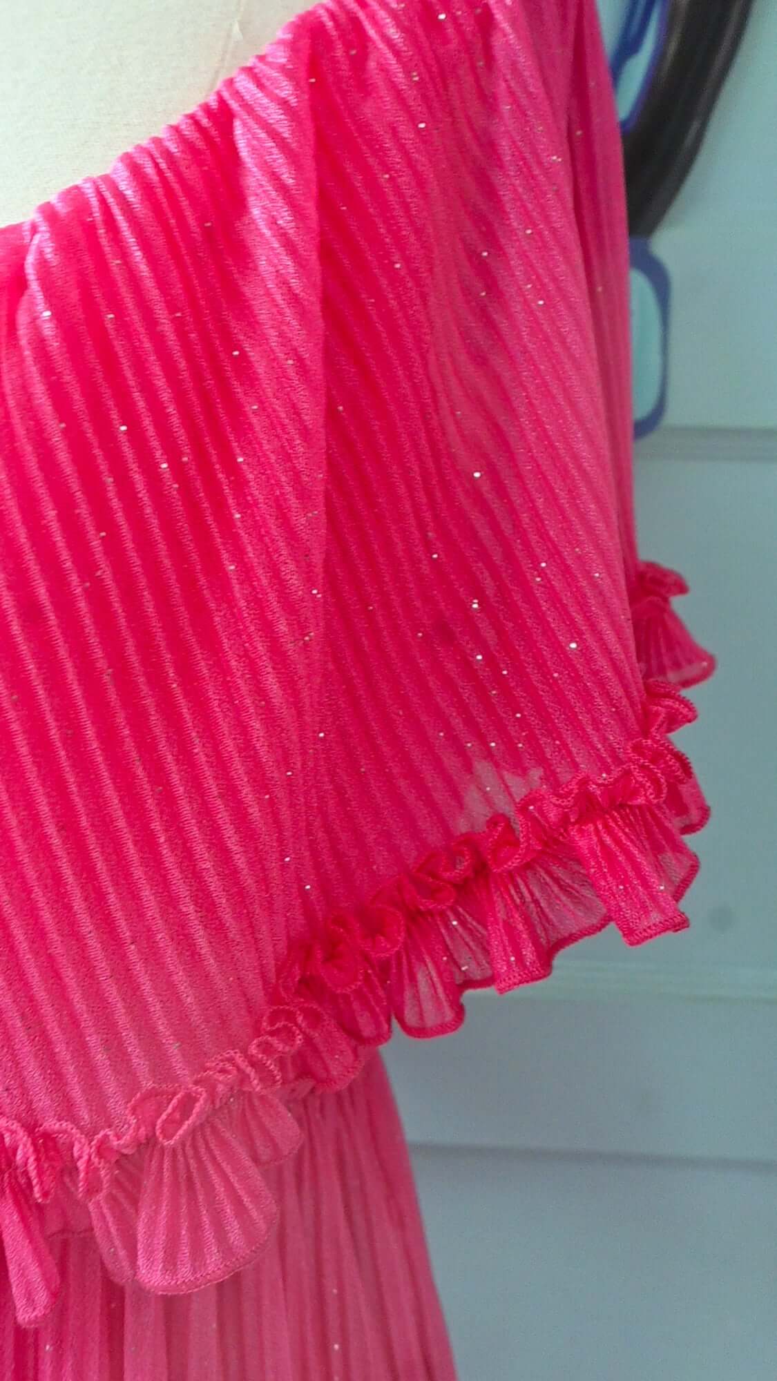 Villanelle Maxi Dress in Malibu Pink Sparkle Pleated Knit - Image 6